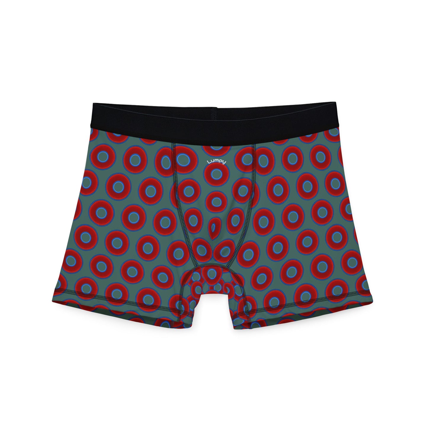 Men's Donut Boxers - red vivid donuts w/Fenway green background