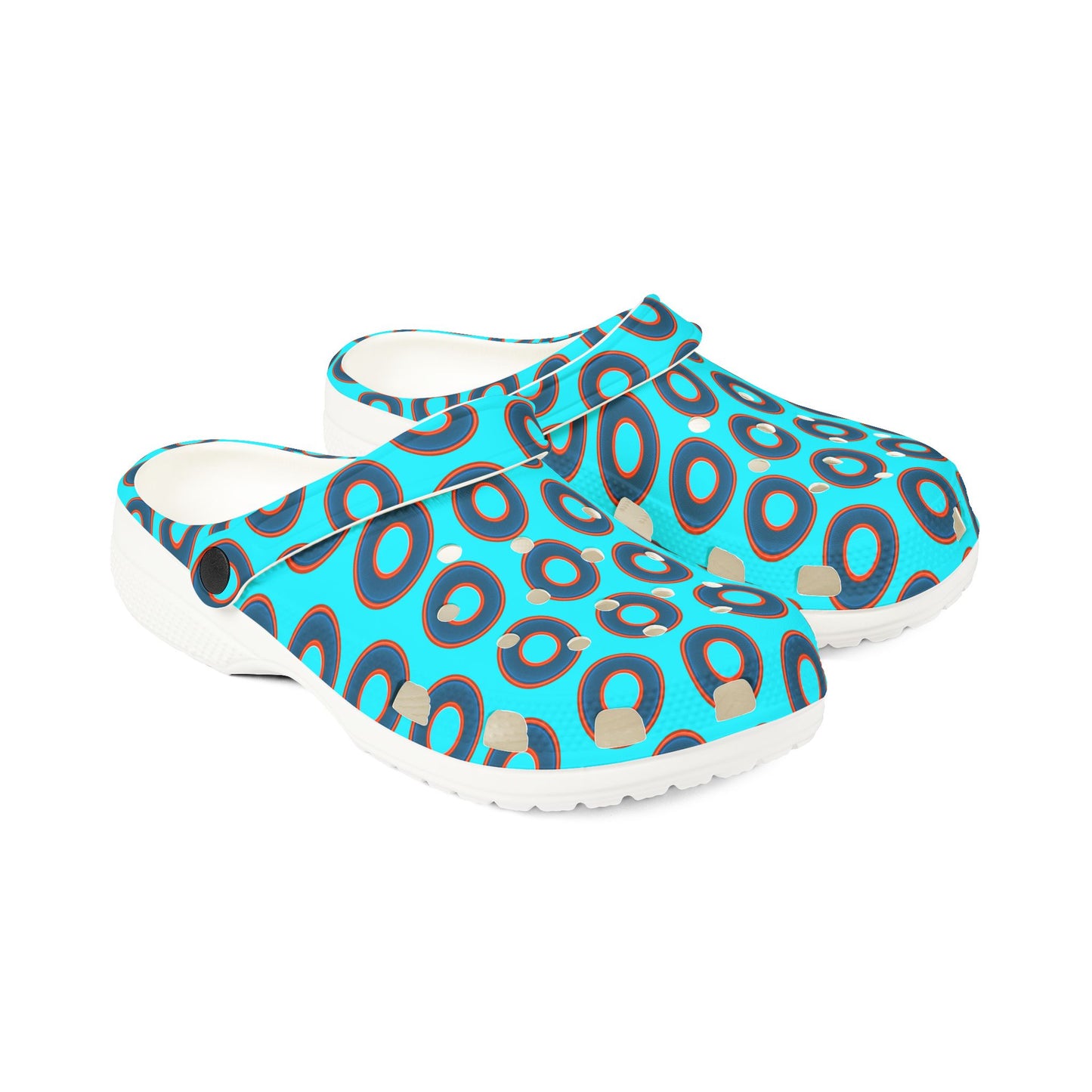 Spatchcocks - donut slip-on shoes - blue rustic donuts w/electric blue background [unisex]