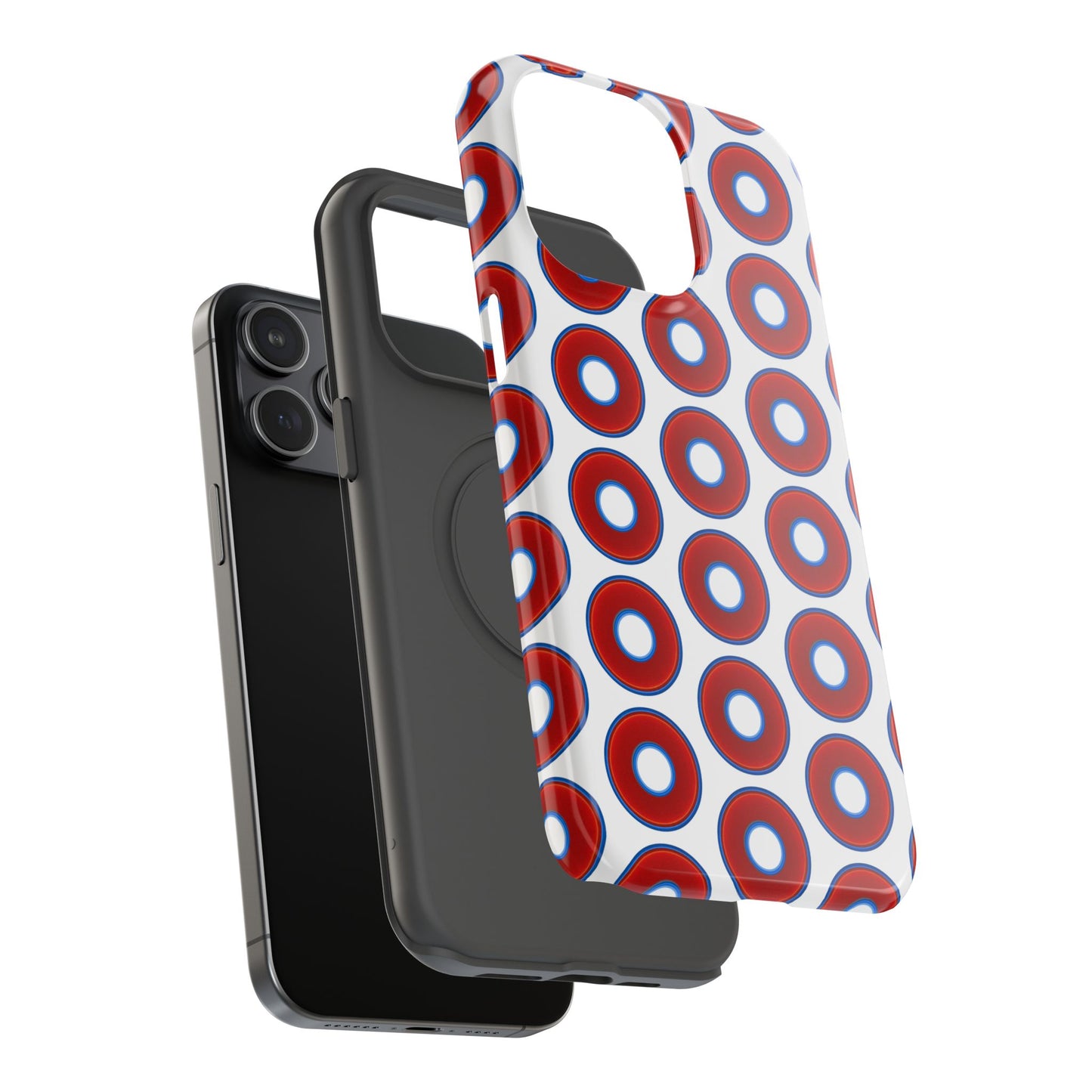 Impact-Resistant Lumpy Donut Case - red vivid donut print w/white background