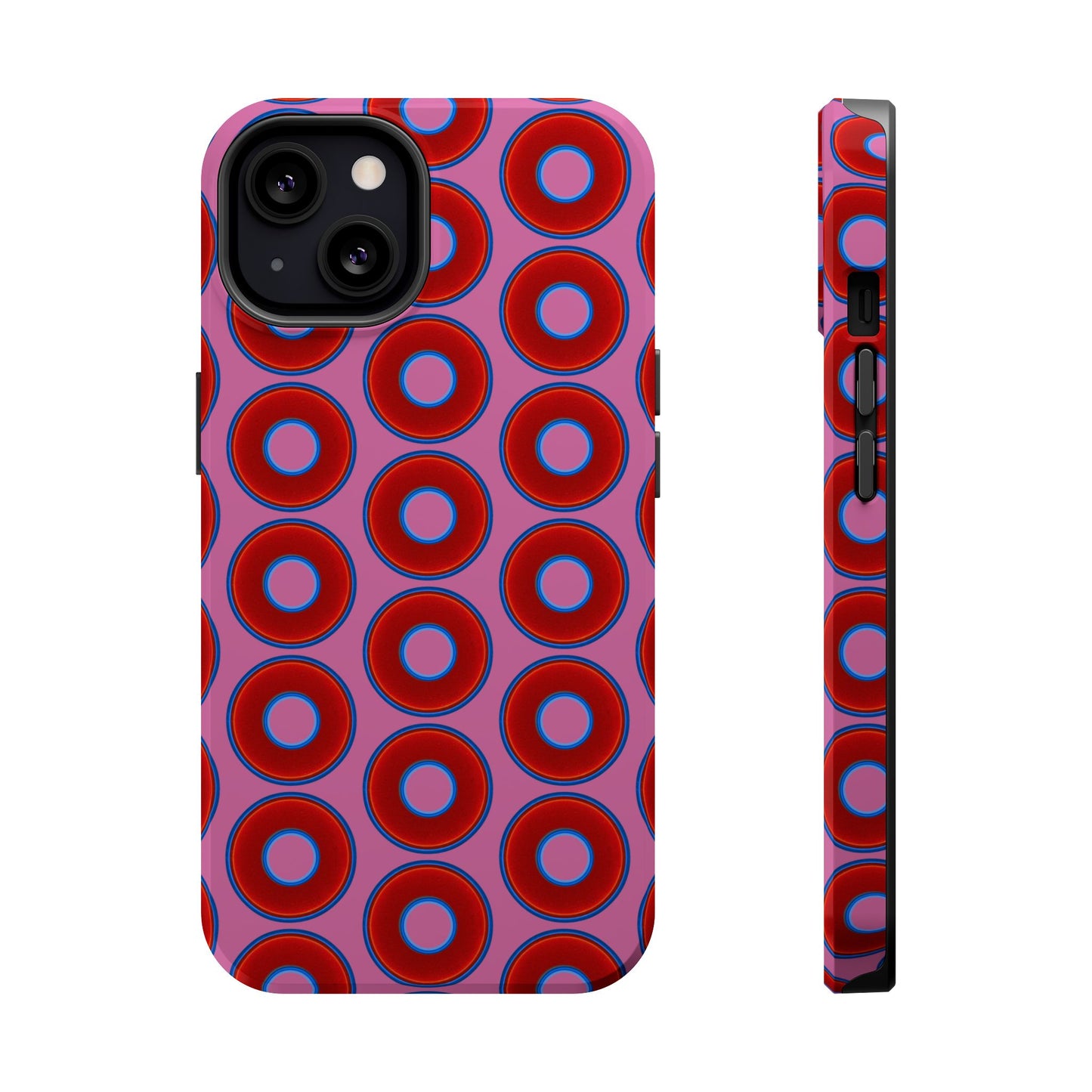 Magnetic Tough Donut Case - red vivid donut print w/pink background