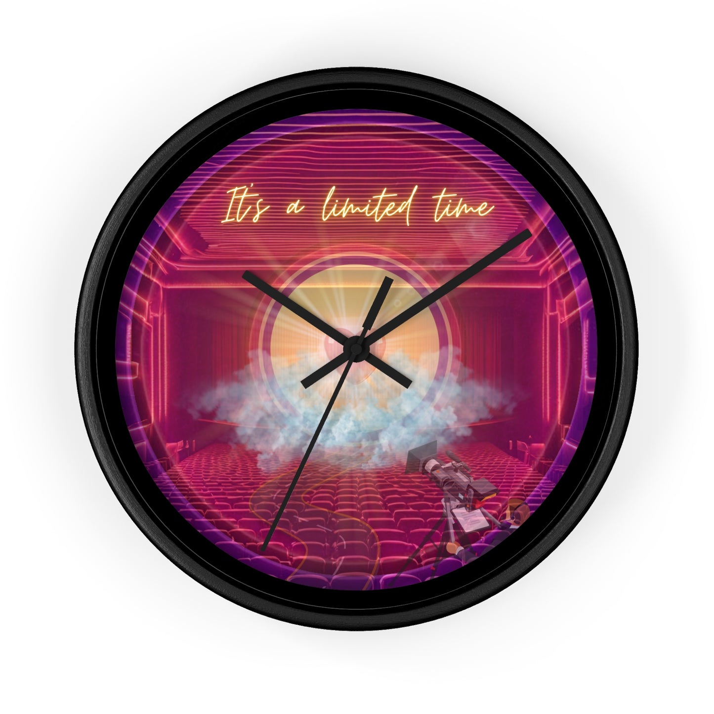 Lumpy Wall Clock - "The Donut of Life Clock" - variant 2 - vivid purple/magenta donut w/black background