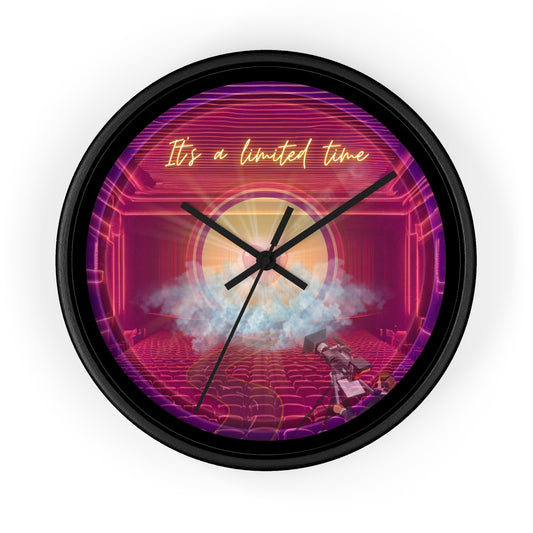 Lumpy Wall Clock - "The Donut of Life Clock" - variant 2 - vivid purple/magenta donut w/black background