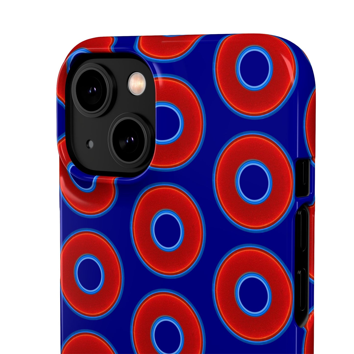 Lumpy Donut Snap Case - red vivid donut print w/vivid navy blue background