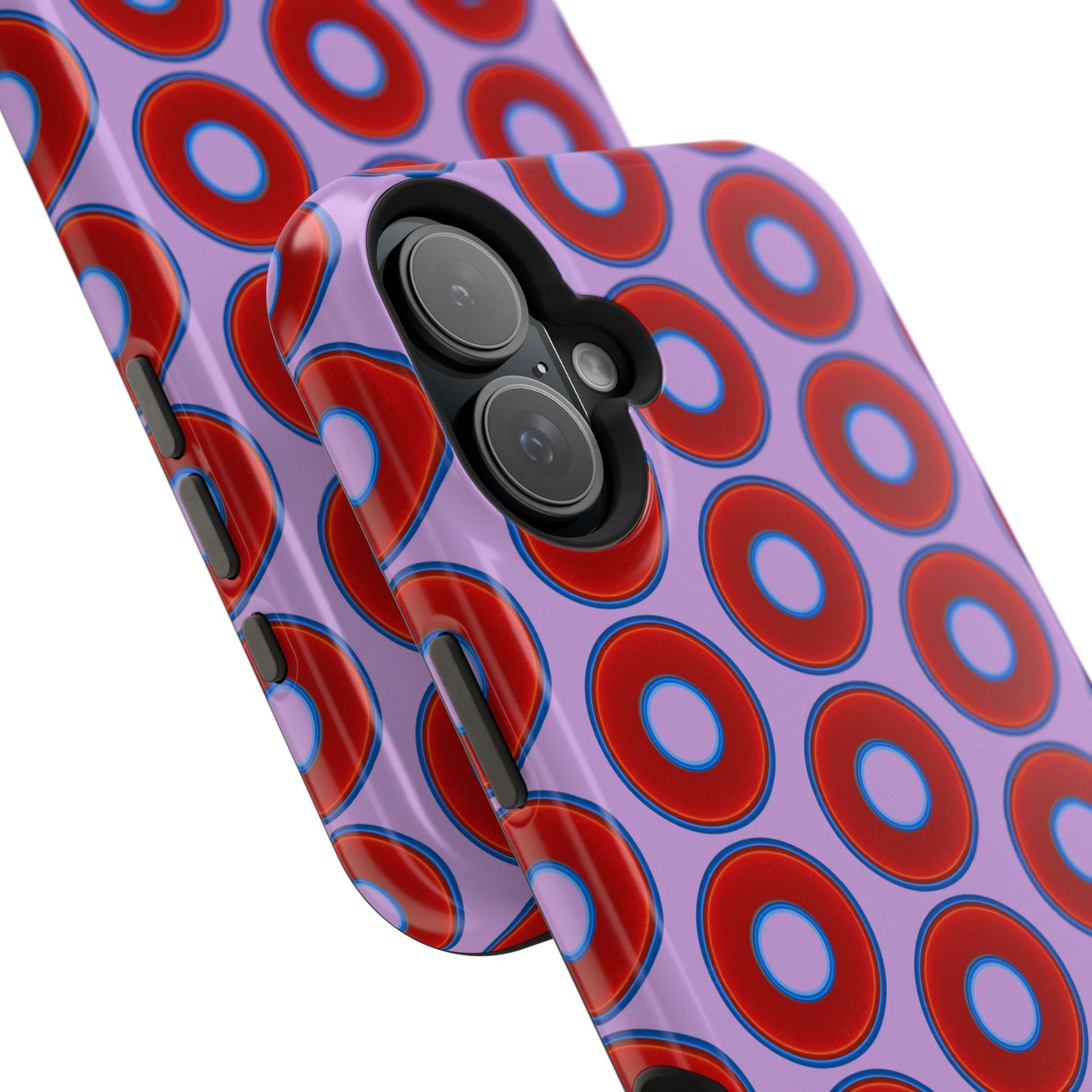 Magnetic Tough Donut Case - red vivid donut print w/wisteria purple background