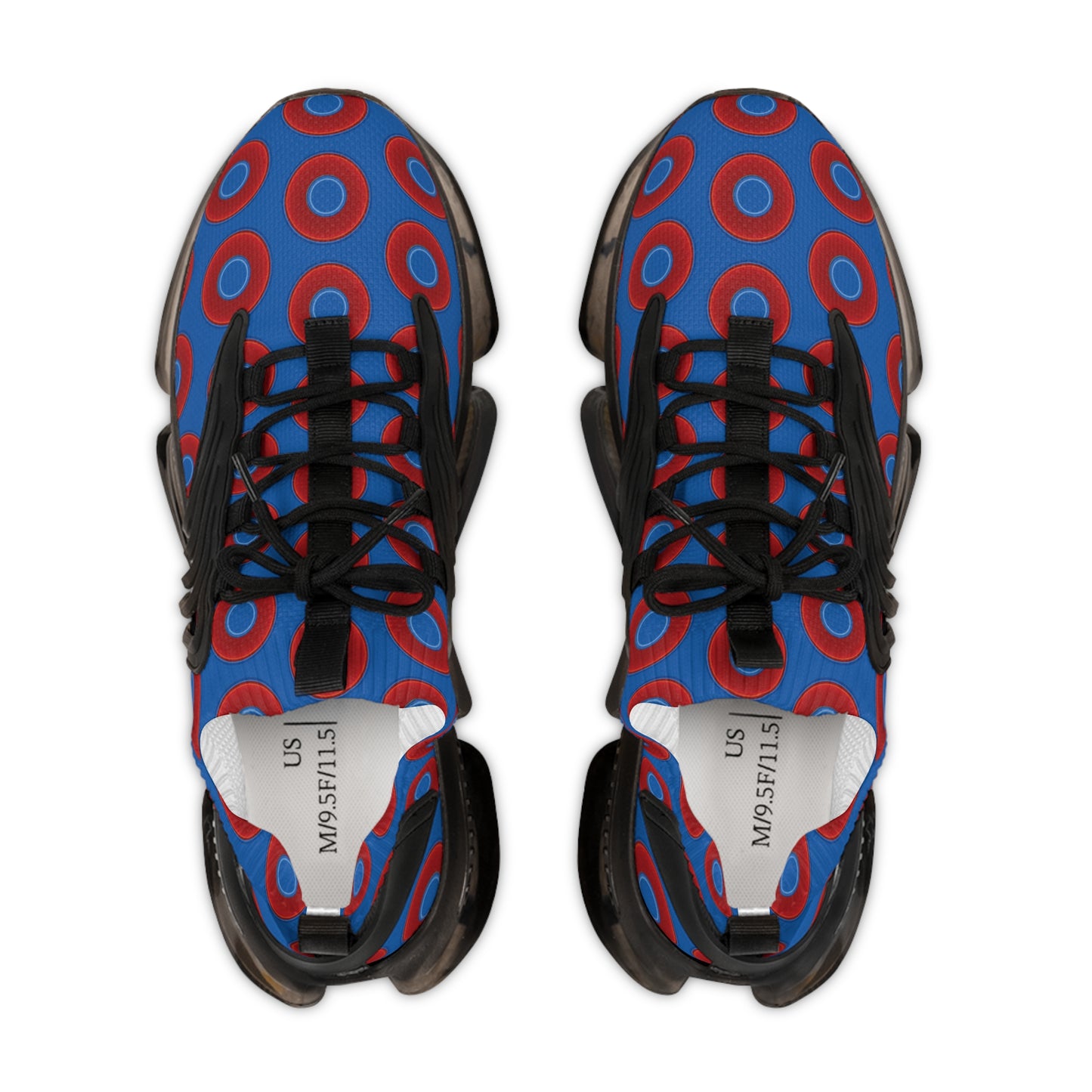 Donut Kicks - red vivid donut print w/dark royal blue background