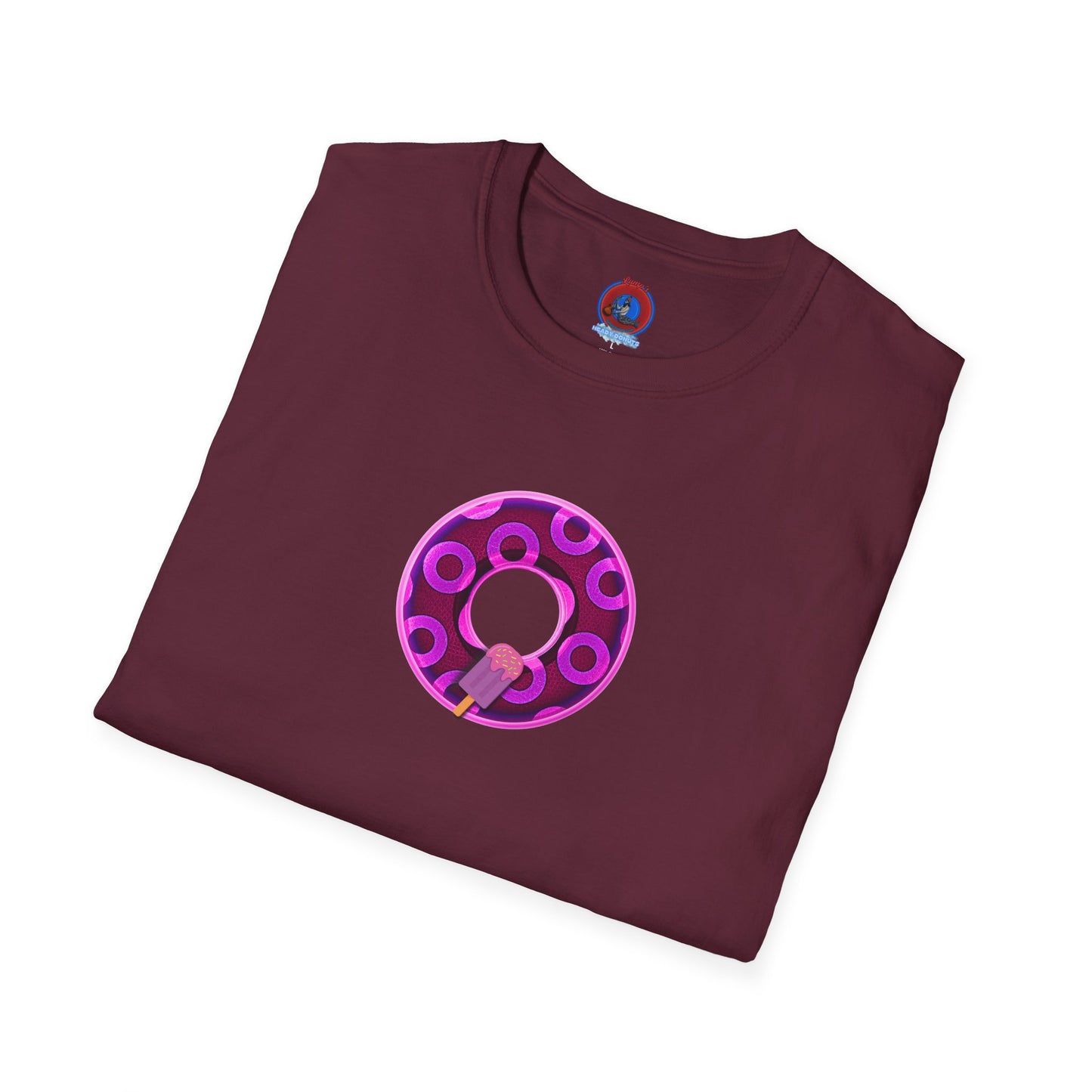 Classic Donut Tee - Unisex Soft-Style - "It's Ice Cream Popsicles - YEMSG Donut" - purple/magenta paradox donut - variant 1