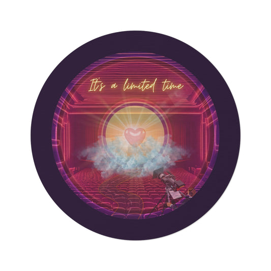 Round Room - 5 ft x 5 ft Lumpy Donut Rug - "The Donut of Life" - vivid purple/magenta donut w/midnight purple background - variant 2