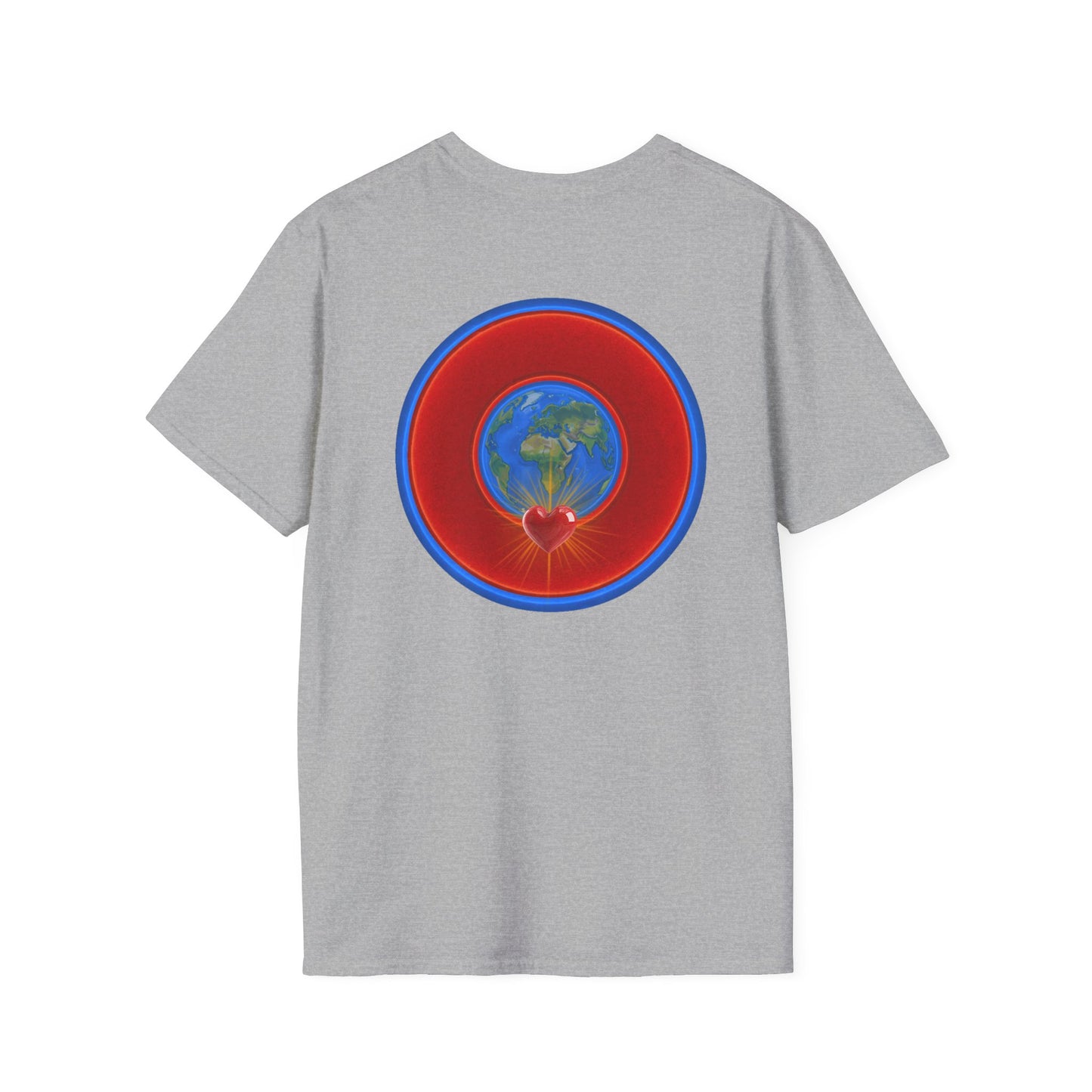 Classic Donut Tee - Unisex Soft-Style - "Soul Donut - We Keep on Rollin' Dough" - vivid red planetary donut - variant 2 [*charitable print - 50% of profit to The Nature Conservatory]