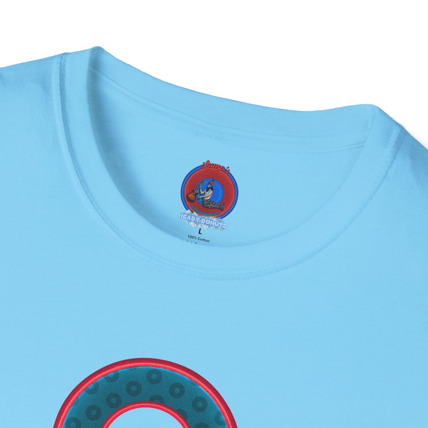 Plain Donuts/Unisex Soft-Style - "Plain Wide Mouthed Paradoxical Donuts" - dark aquamarine blue/red donuts
