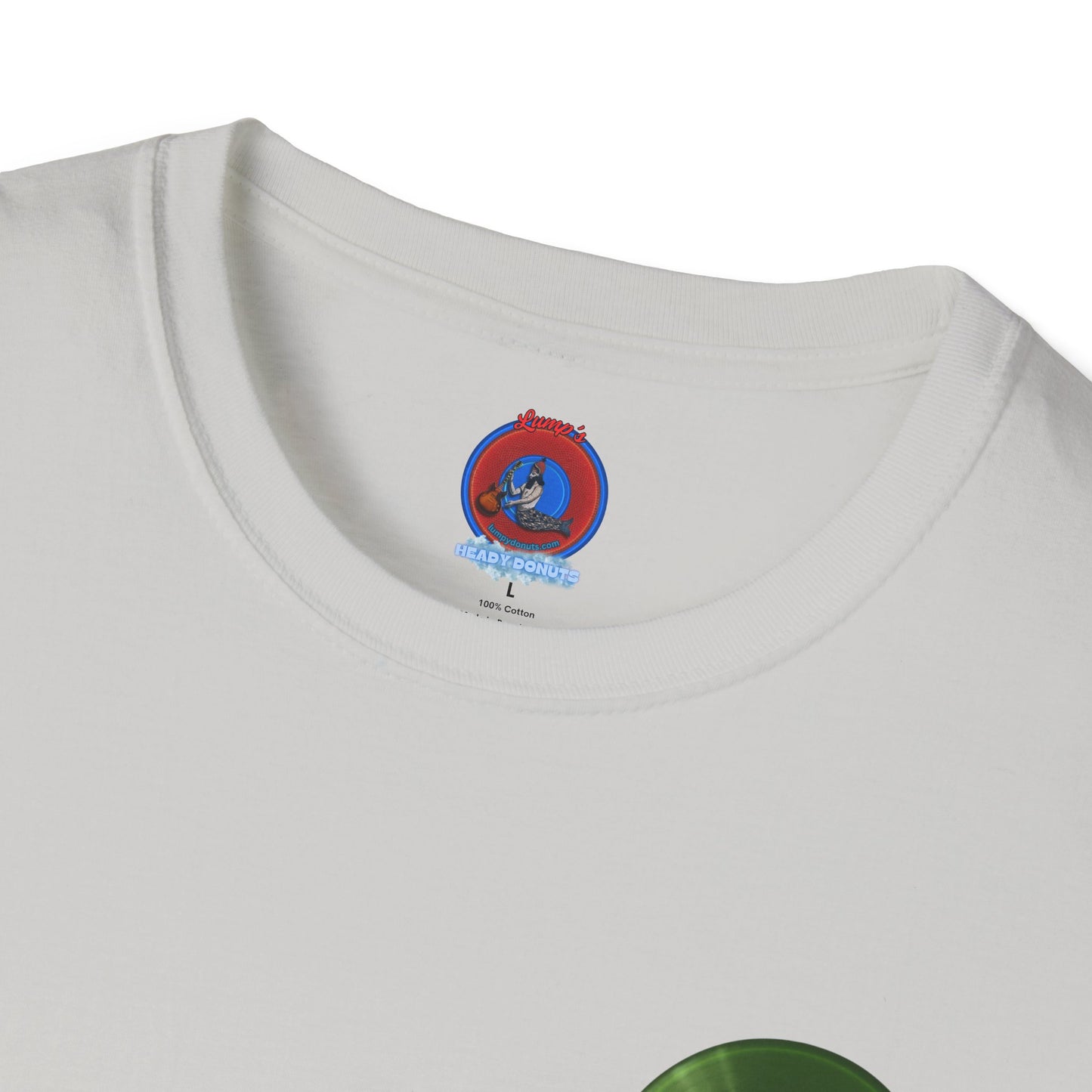 Classic Donut Tee - Unisex Soft-Style - "Rutherford's Staying Alive" - series 1.0 - variant 2 - green donut