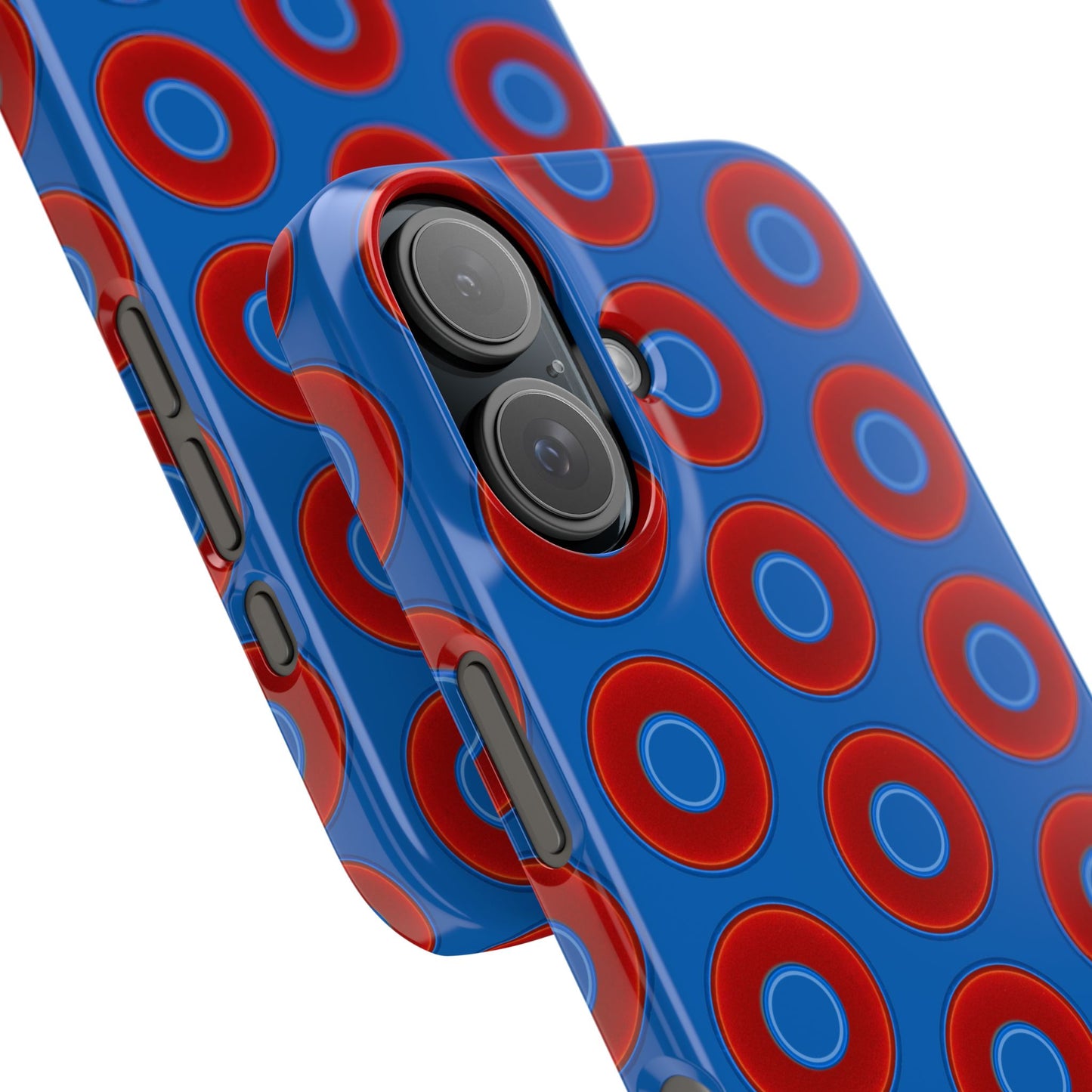 Lumpy Donut Snap Case - red vivid donut print w/dark royal background