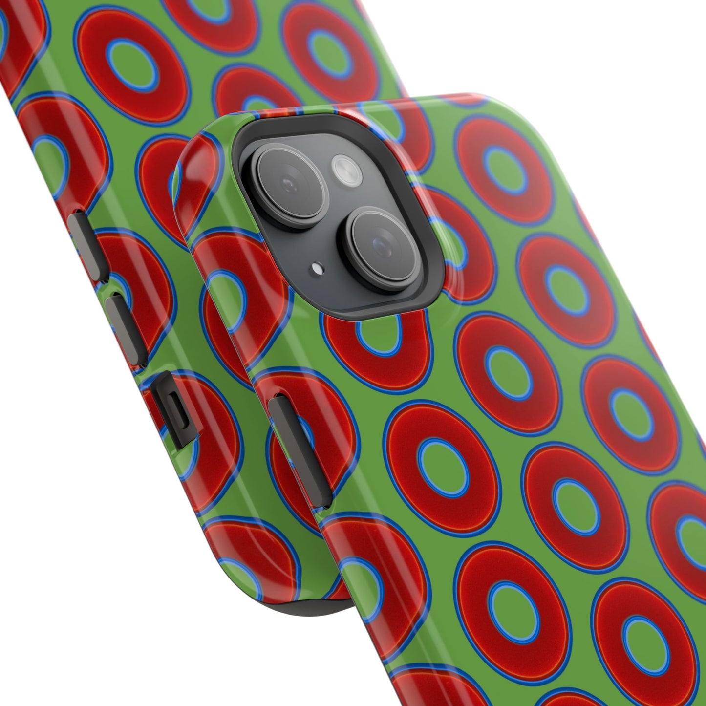 Magnetic Tough Donut Case - red vivid donut print w/light green background