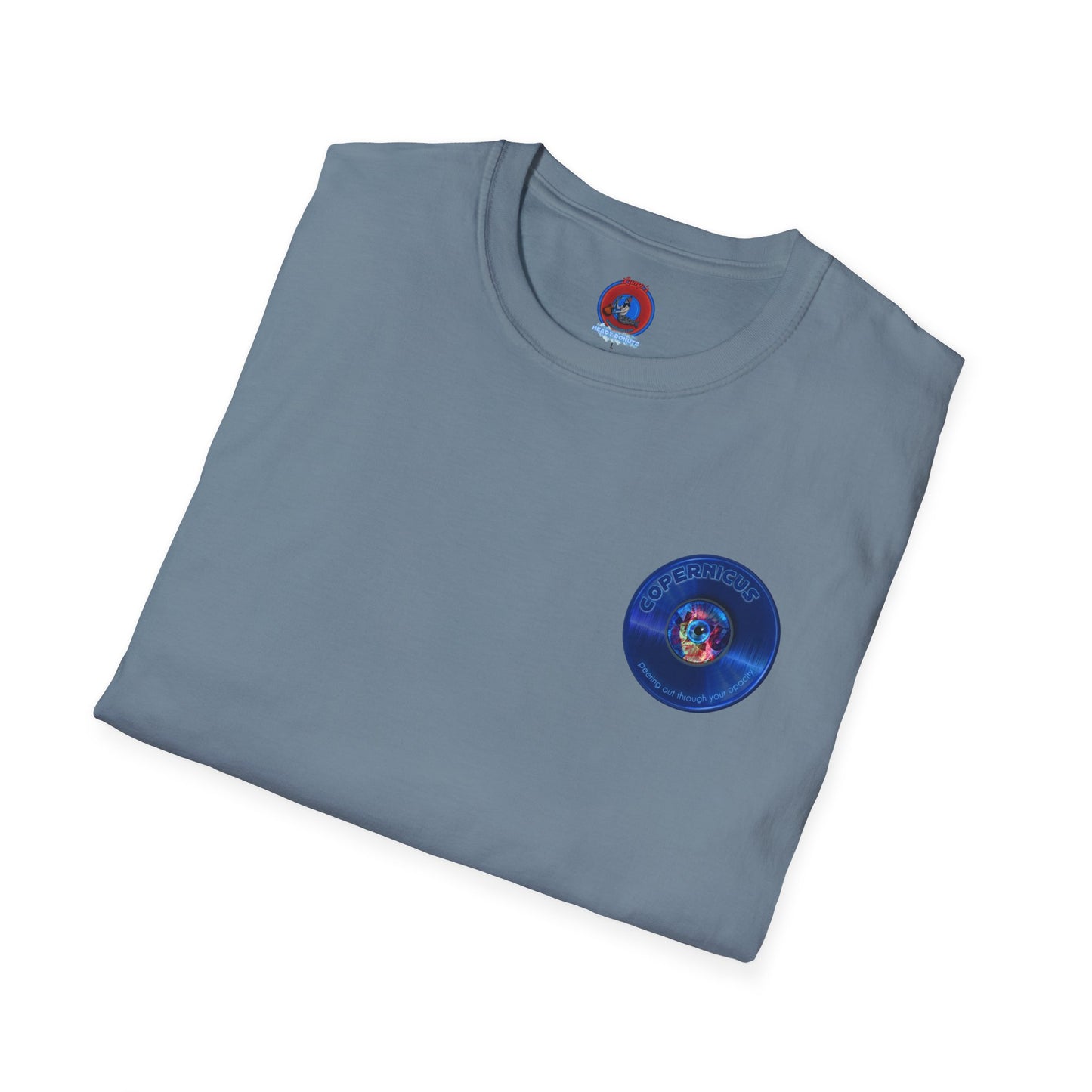 Classic Donut Tee - Unisex Soft-Style - "Drunken Copernicus" - series 1.0 - blue donut - variant 2