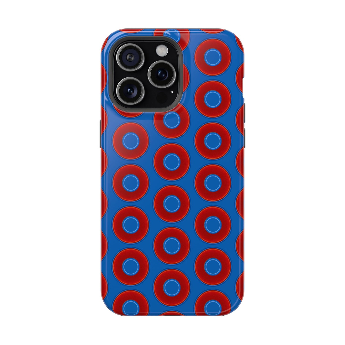 Magnetic Tough Donut Case - red vivid donut print w/dark royal blue background