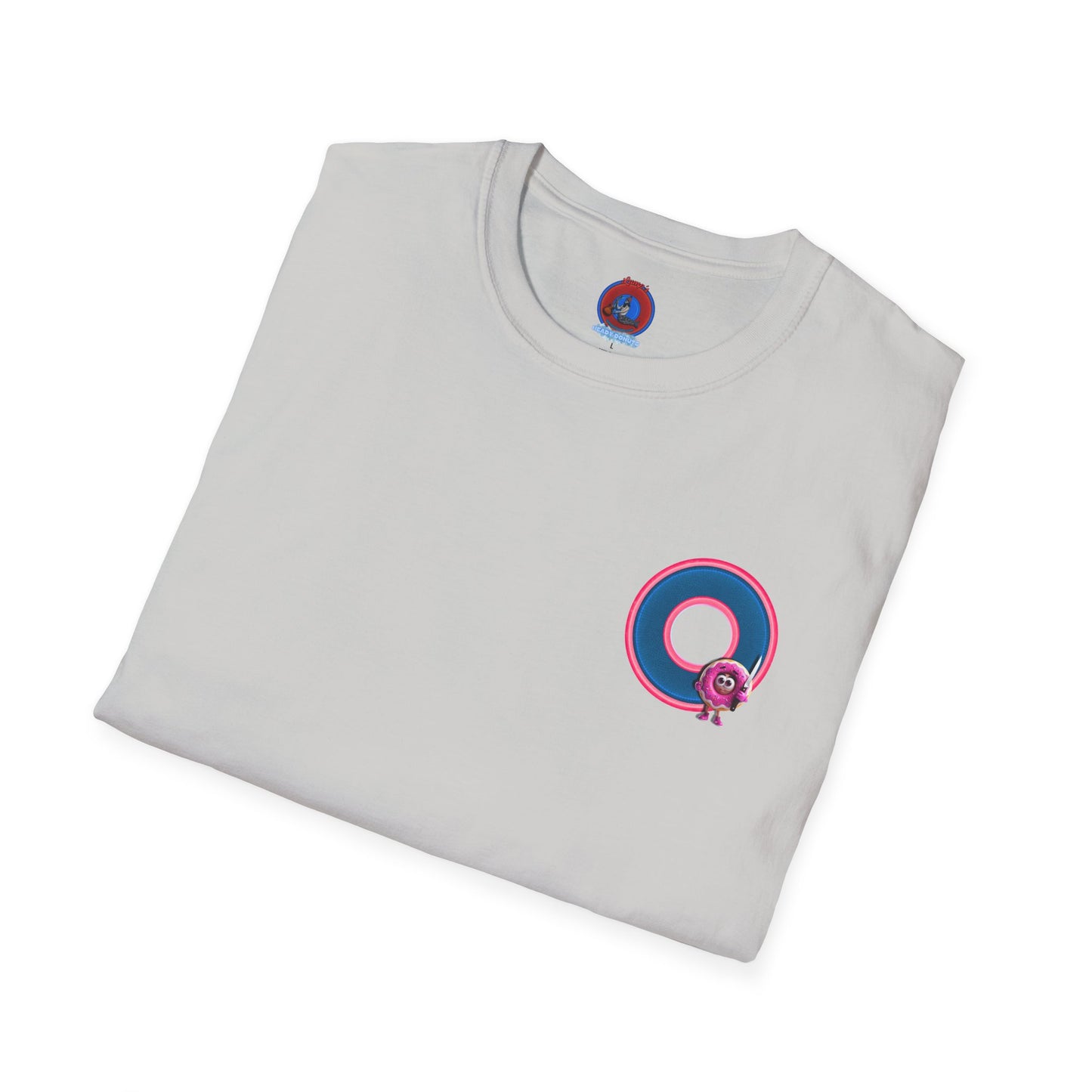 Classic Donut Tee - Unisex Soft-Style - "My Friend the Donut " - series 1.0  - variant 2 - blue/pink donut