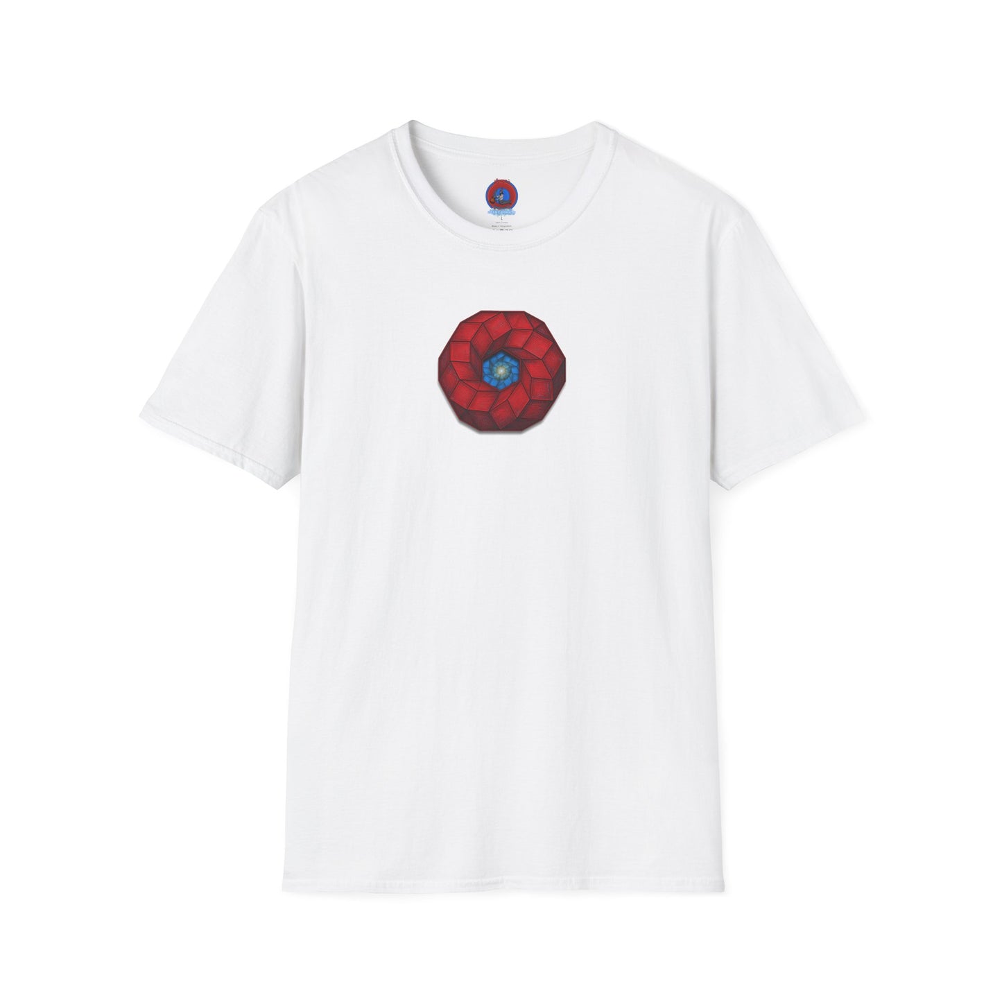 Classic Donut Tee - Unisex Soft-Style - "The 9th Donut" - rustic red/blue cubed donut - variant 1