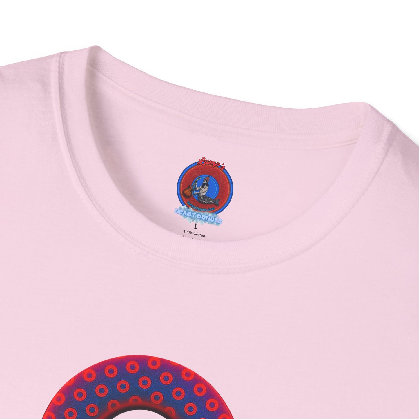 Classic Donut Tee - Unisex Soft-Style - "Vivid Donut inside a Paradox Donut" - blue/red electric paradox donut - variant 2 w/hole