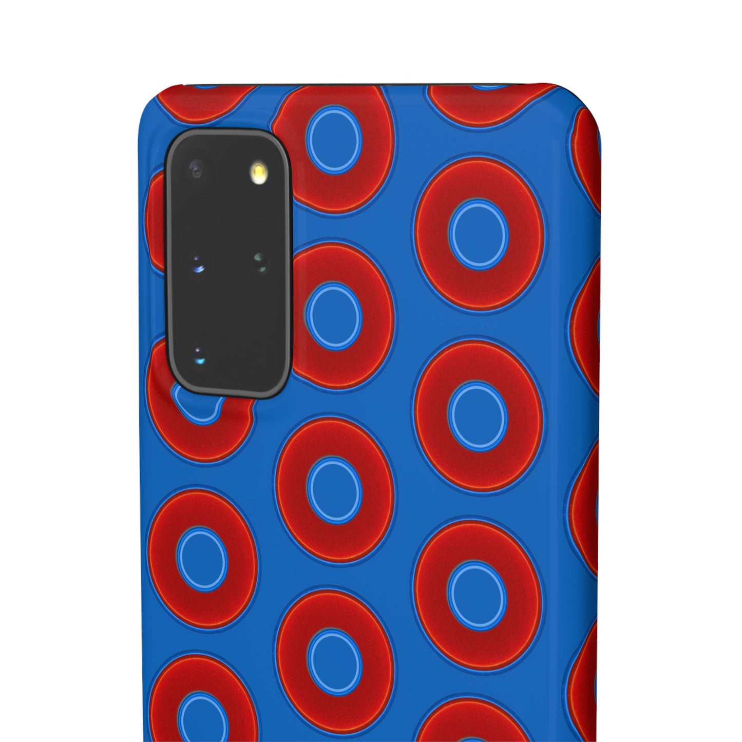 Lumpy Donut Snap Case - red vivid donut print w/dark royal background