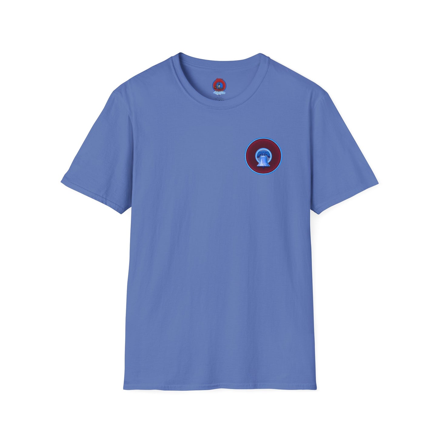 Classic Donut Tee - Unisex Soft-Style - "Brotherly Donuts Jawn" - vivid dark purple-red/light blue donut