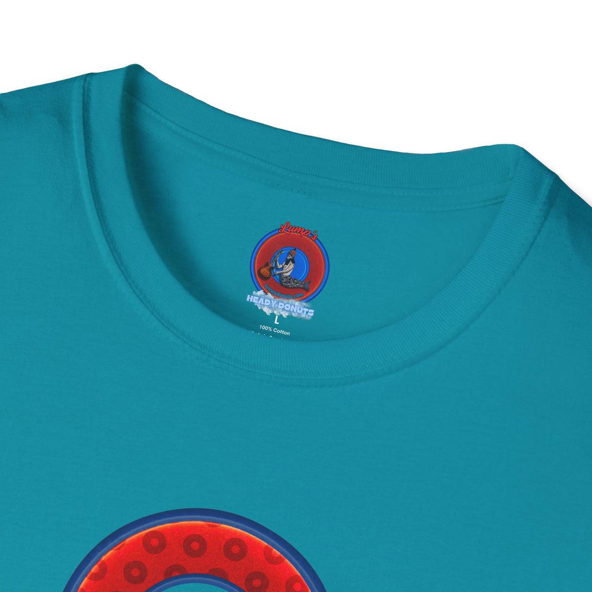 Classic Donut Tee - Unisex Soft-Style - "Phree Donut Sliders" - red/blue widemouthed paradox donut