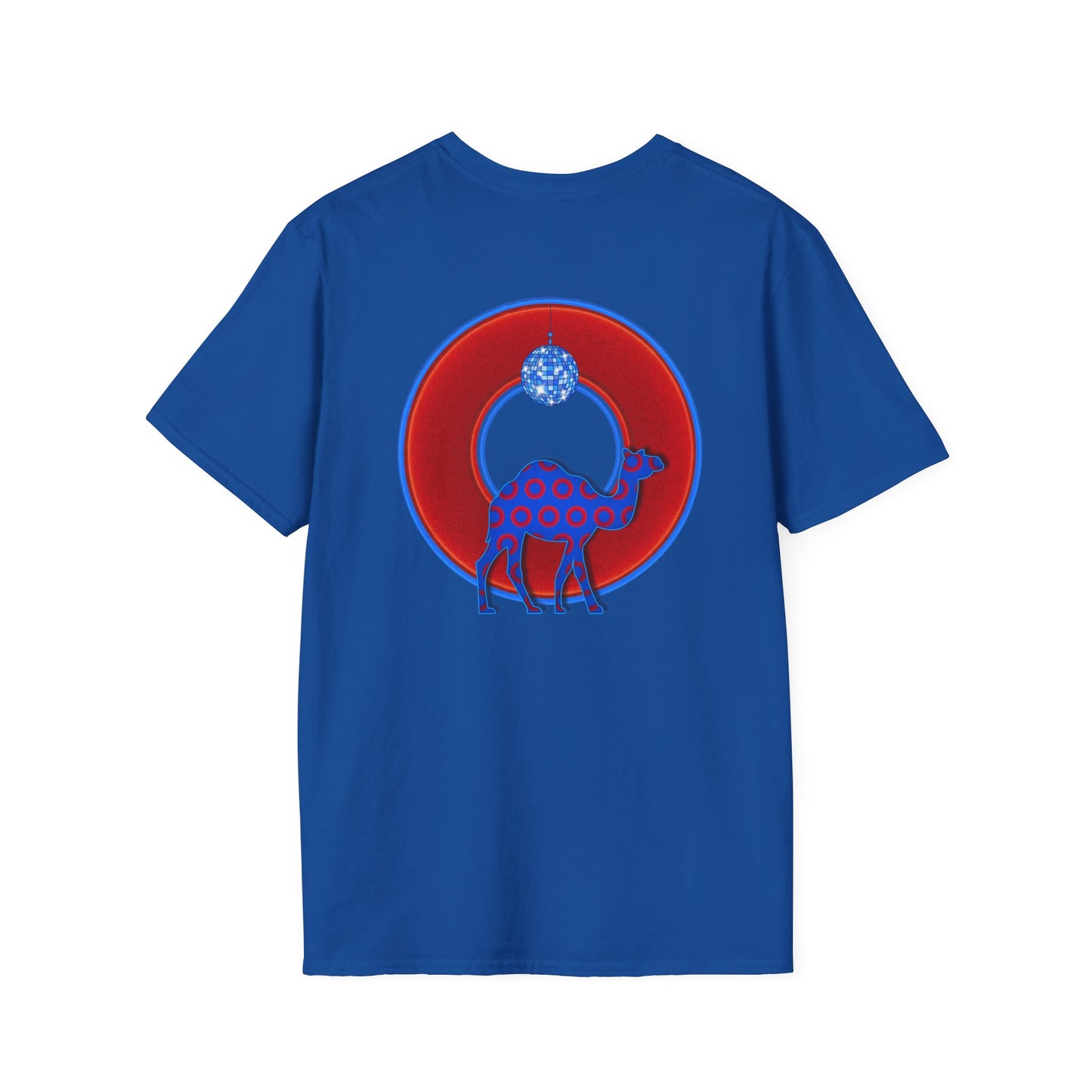 Classic Donut Tee - Unisex Soft-Style - "Joe Camel's Cool Disco Donut" - vivid red donut