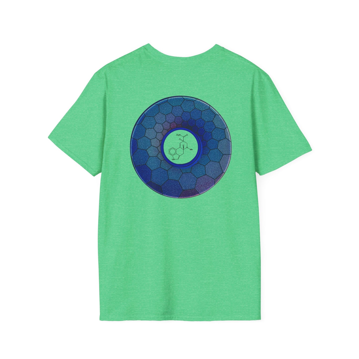 Classic Donut Tee - Unisex Soft-Style - "Dr. Albert Hofmann's Favorite Donut" - series 1.0  - variant 2 - blue hexadonut