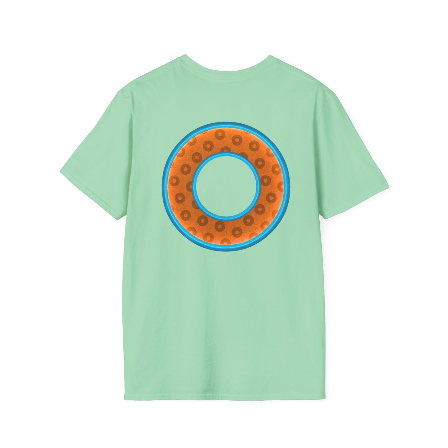 Plain Donuts/Unisex Soft-Style - "Plain Wide Mouthed Paradoxical Donuts" - orange/aquamarine blue donuts