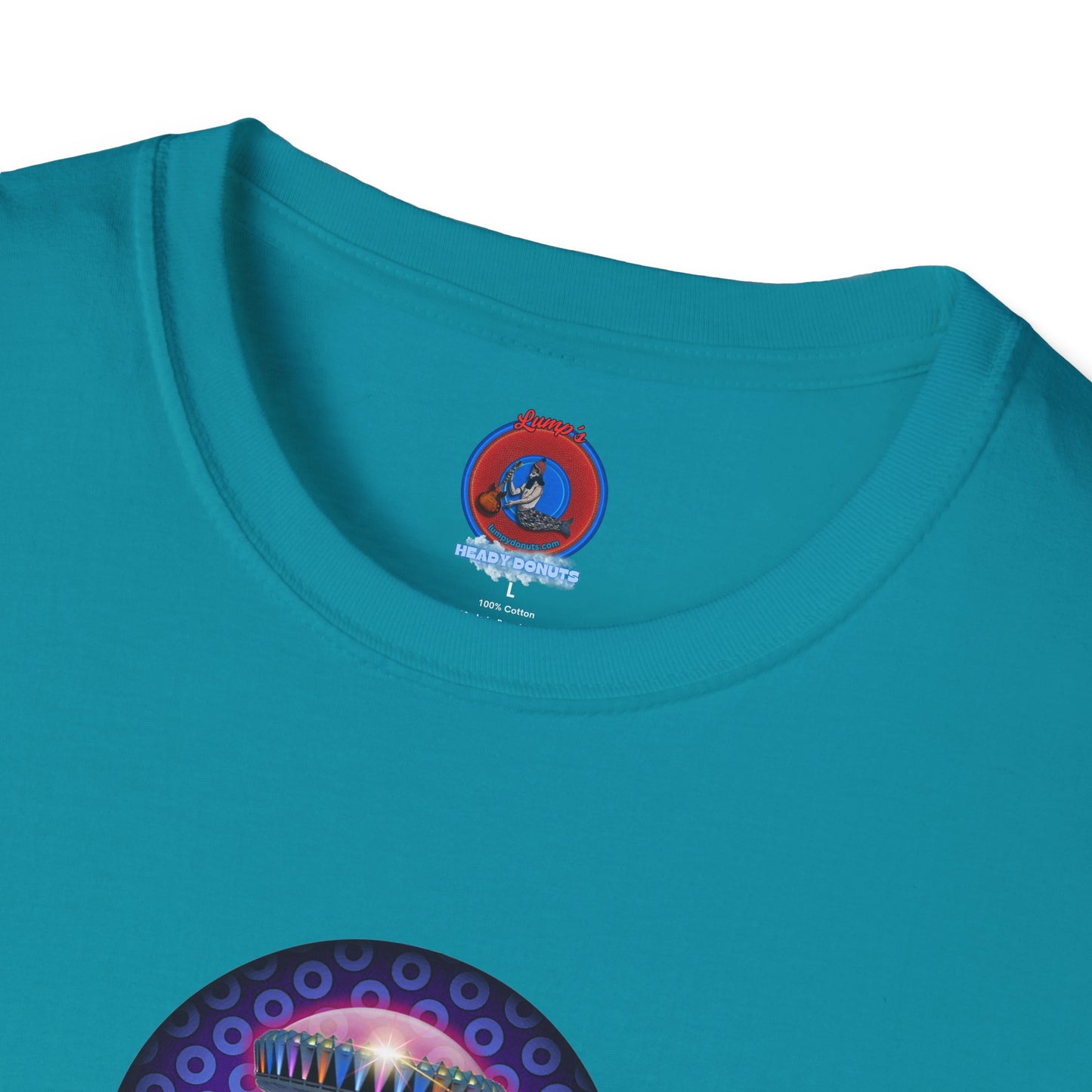 Classic Donut Tee - Unisex Soft-Style - "Donuts now Served on the Mothership" - series 1.0  - variant 5  - purple/violet paradoxical donut
