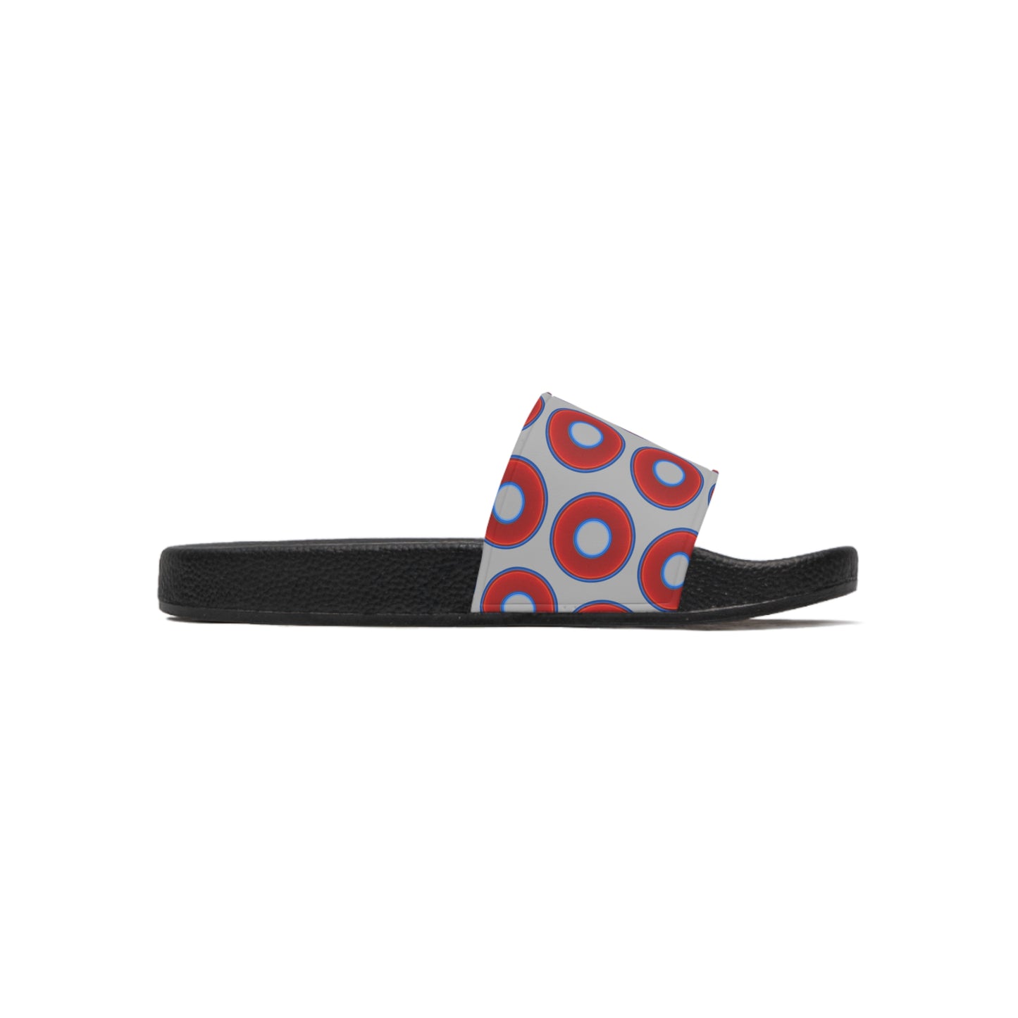 Men's Lumpy Sandals - slip-ons - red vivid donuts w/light gray background