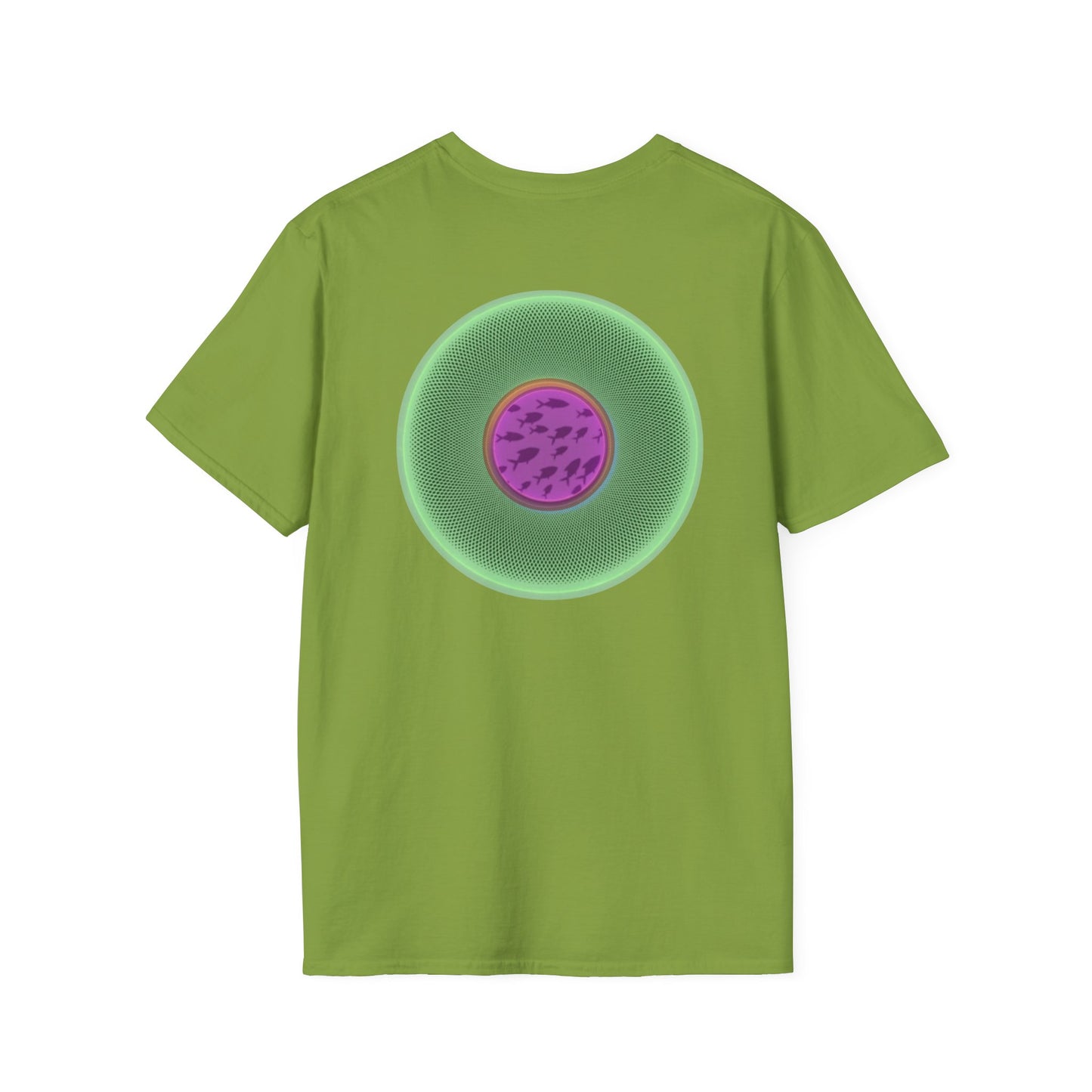 Classic Donut Tee - Unisex Soft-Style - "Swimming By" - variant 1 - series 1.0 - florescent green donut