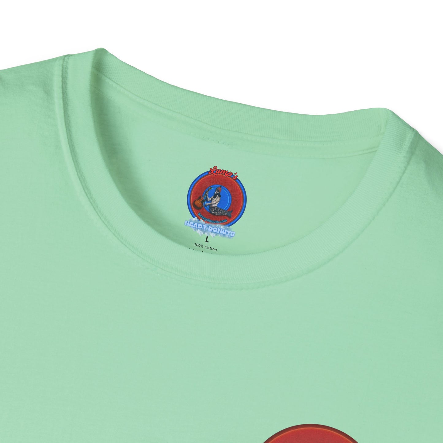 Classic Donut Tee - Unisex Soft-Style - "Dis' sheet, it's bananas!" - series 1.0 - variant 2 - red donut