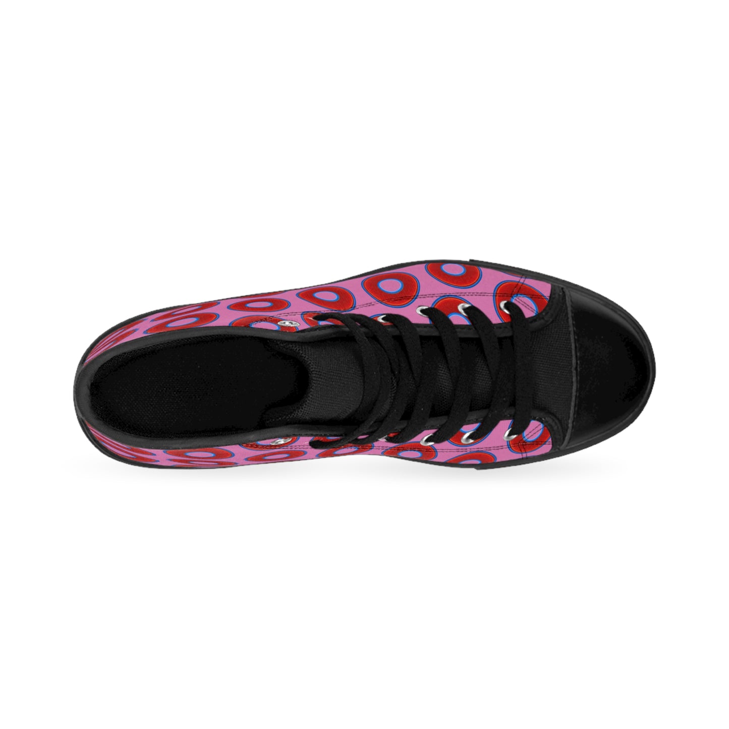 Cushiony Convectors - High Tops - red vivid donuts w/pink background