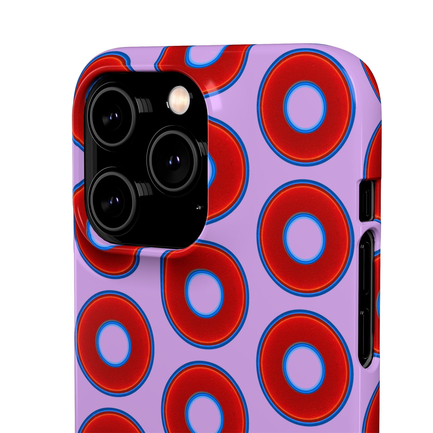 Lumpy Donut Snap Case - red vivid donut print w/wisteria purple background