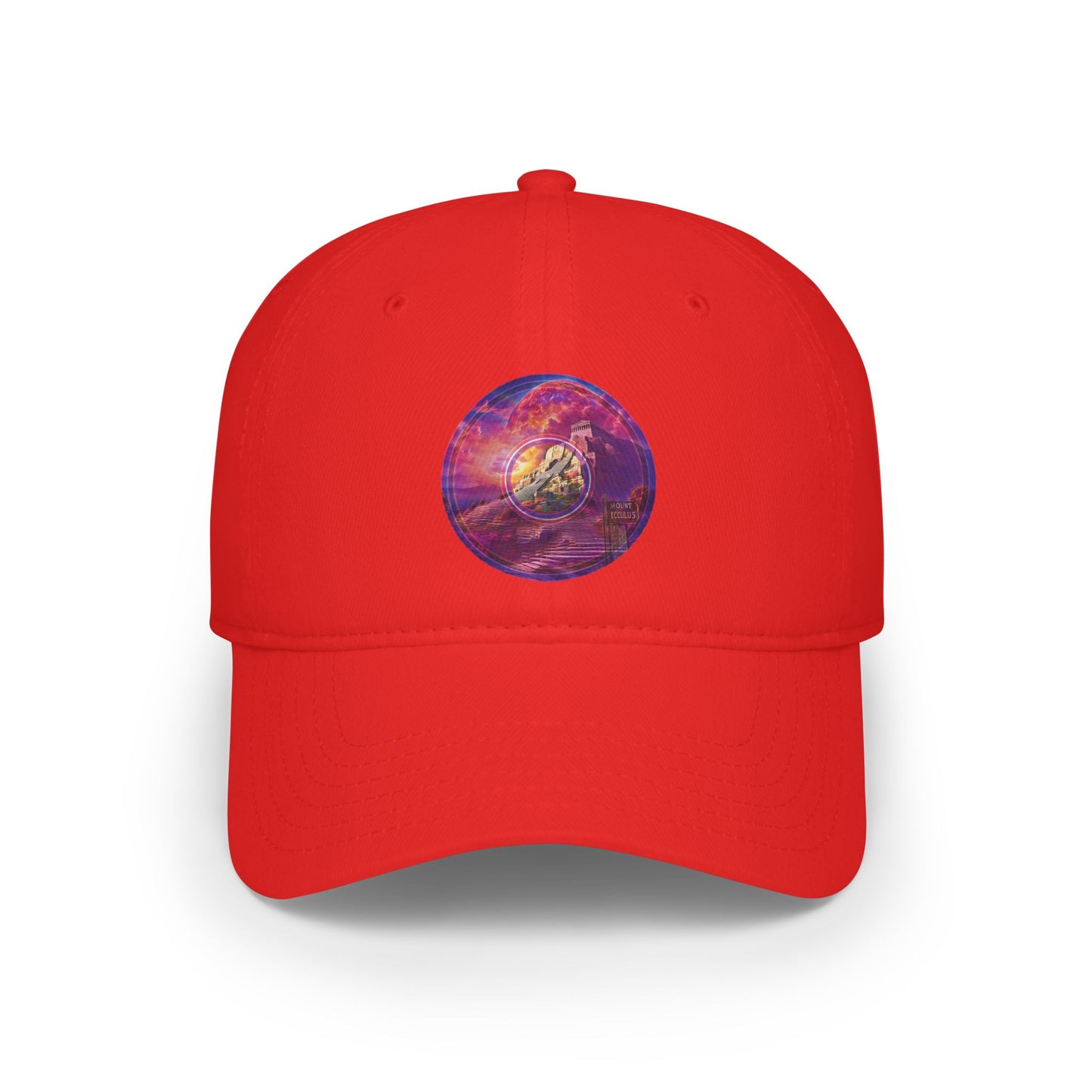 Lumpy Donut Baseball Cap - "Icculus Mountain Fresh Donut Cap" - purple/magenta pic donut w/
