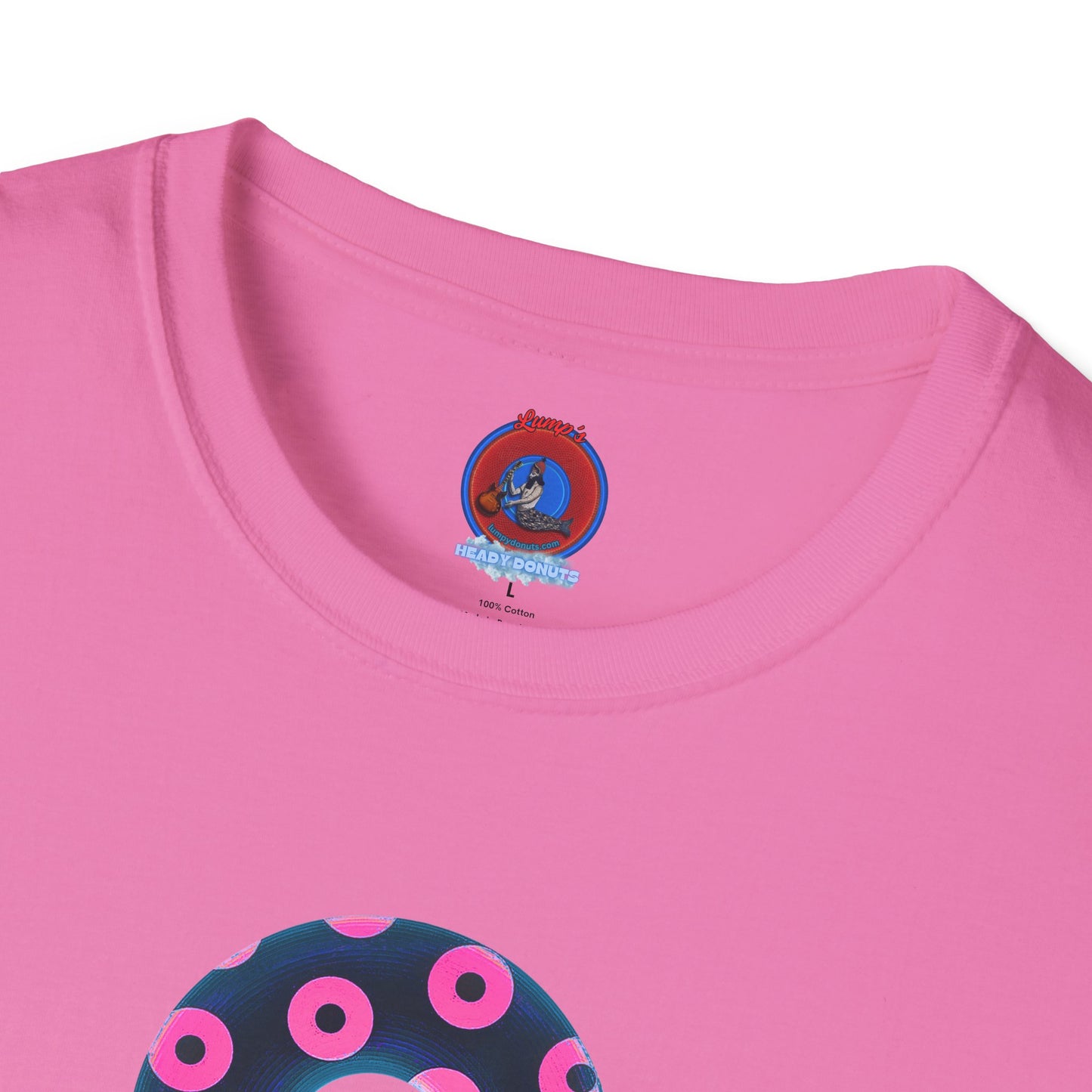 Copy of Plain Donuts/Unisex Soft-Style - "Plain Blimpy Paradoxical Donuts" - dark steel blue/vivid magenta donuts