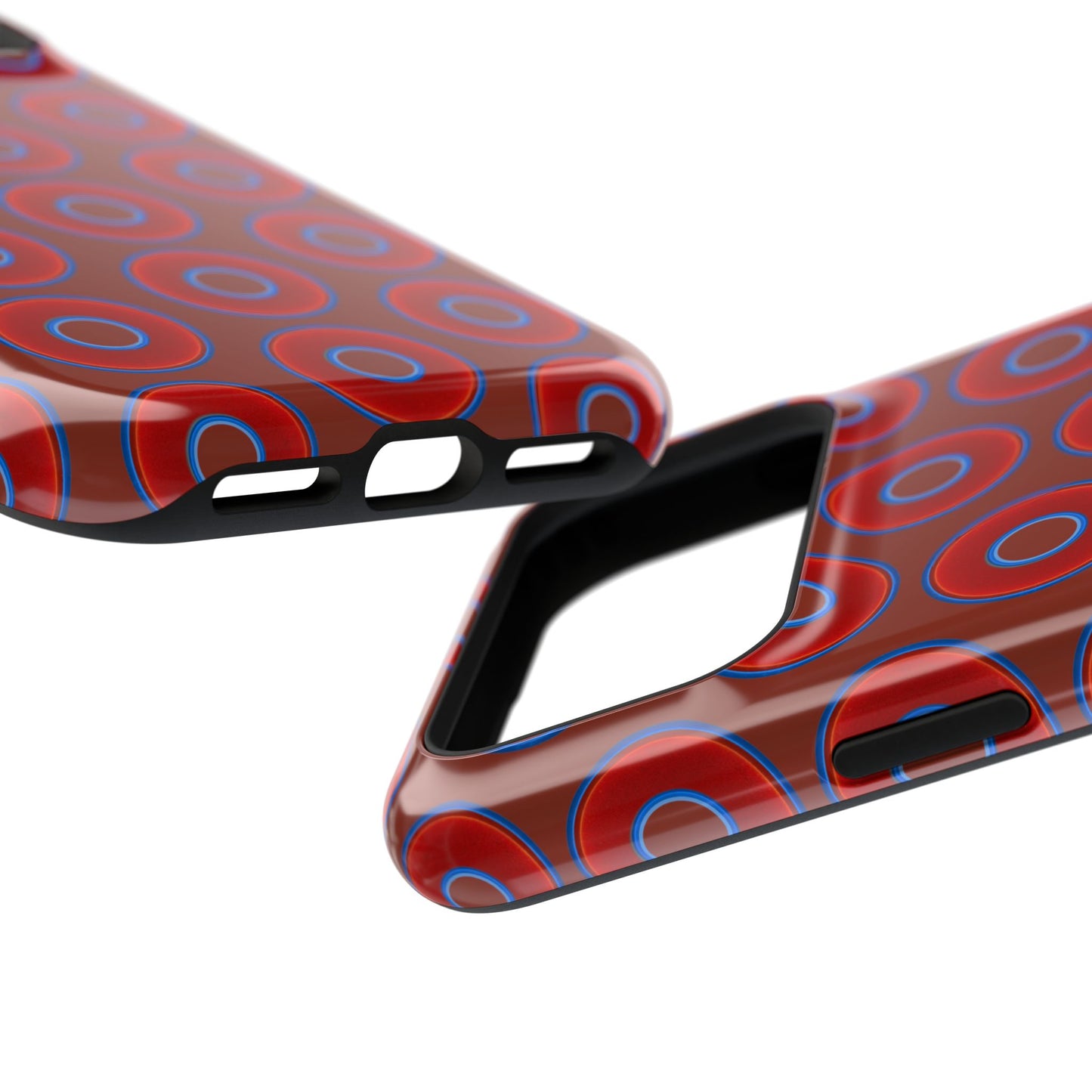 Impact-Resistant Lumpy Donut Case - red vivid donut print w/burnt umber background