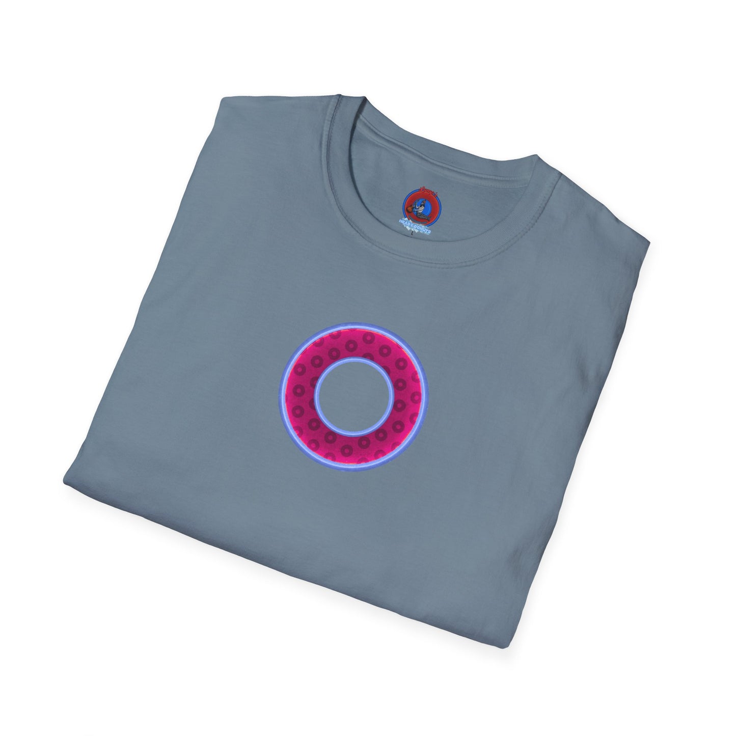 Plain Donuts/Unisex Soft-Style - "Plain Wide Mouthed Paradoxical Donuts" - dark magenta/light blue donuts