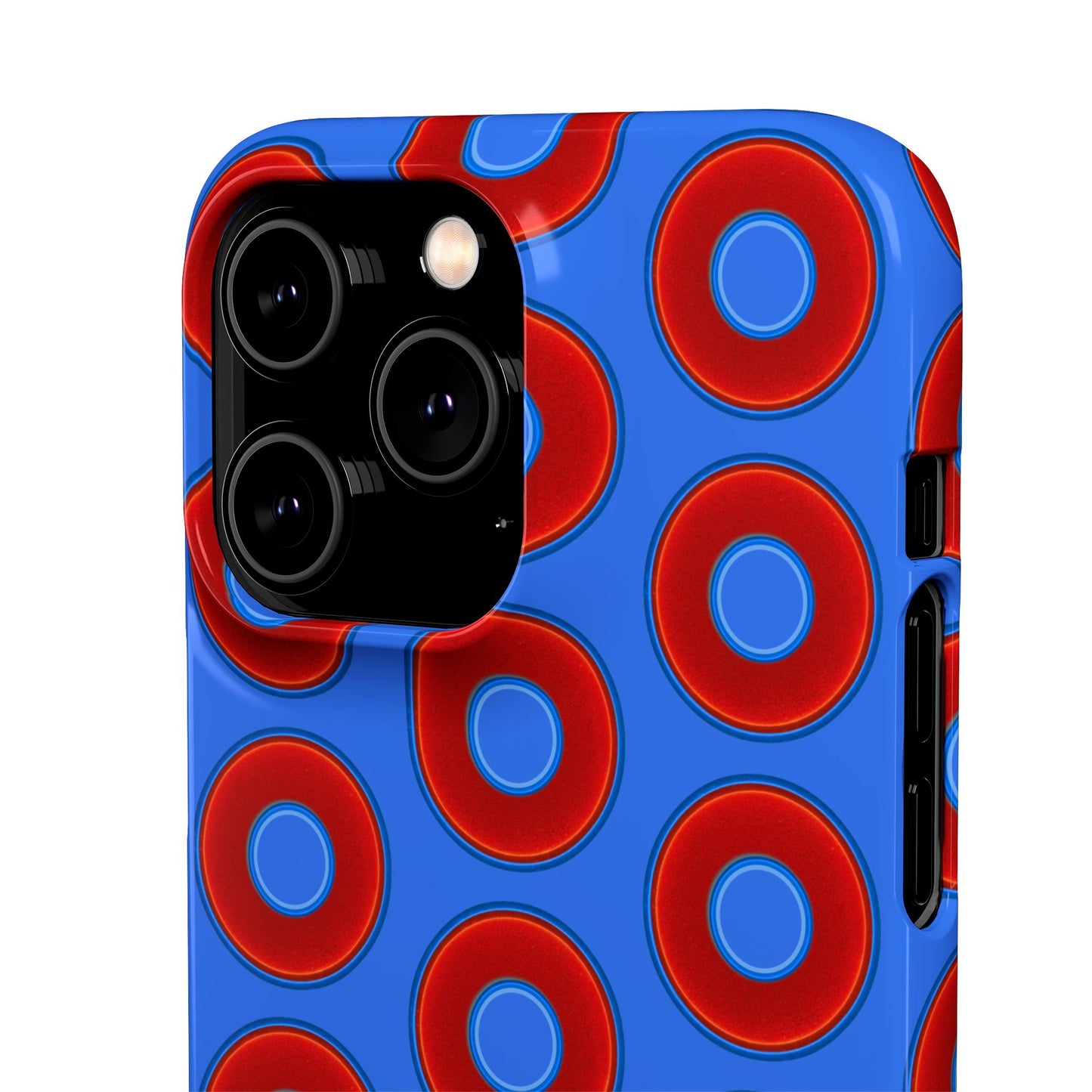 Lumpy Donut Snap Case - red vivid donut print w/medium royal blue background