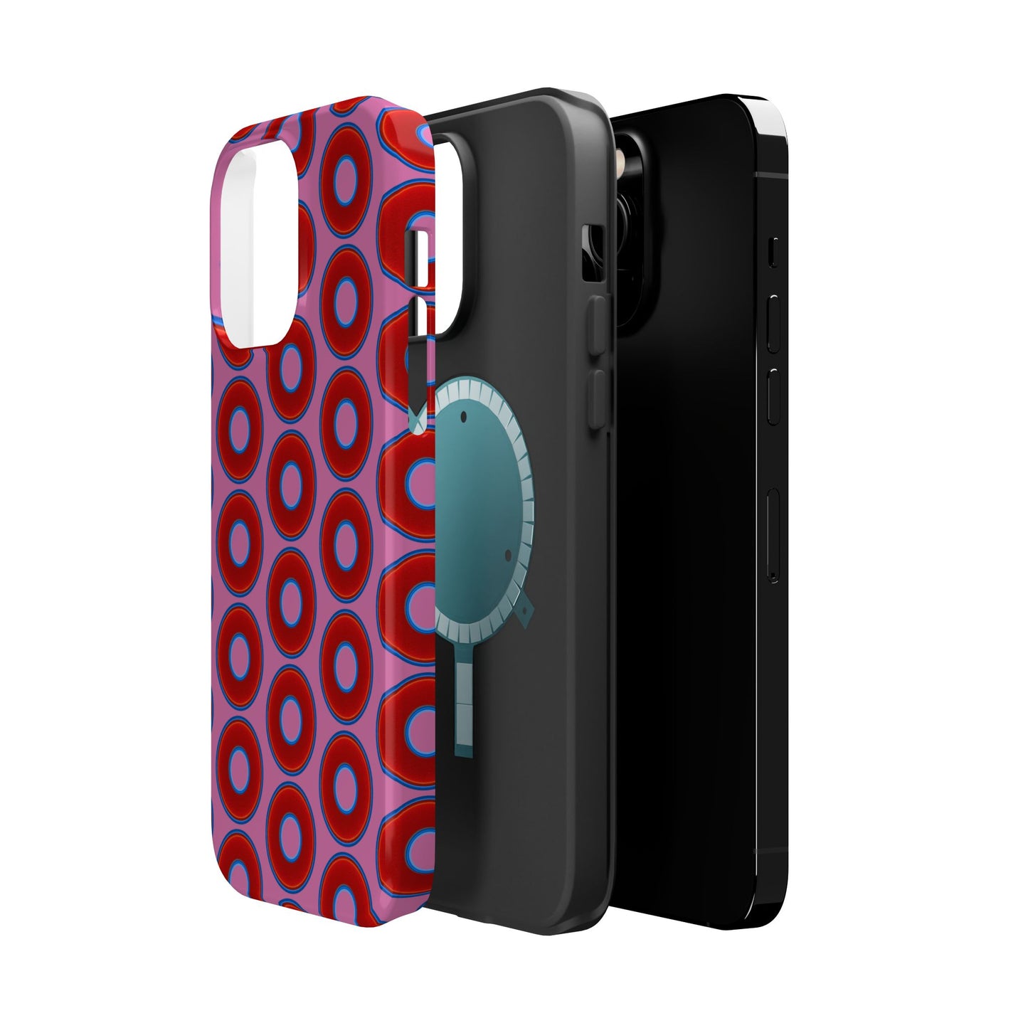 Magnetic Tough Donut Case - red vivid donut print w/pink background