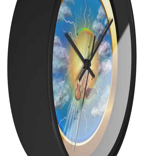 Lumpy Wall Clock - "The Divided Donut Clock" - variant 3 - Dagon & blue sky donut w/black background  [*charitable donut]