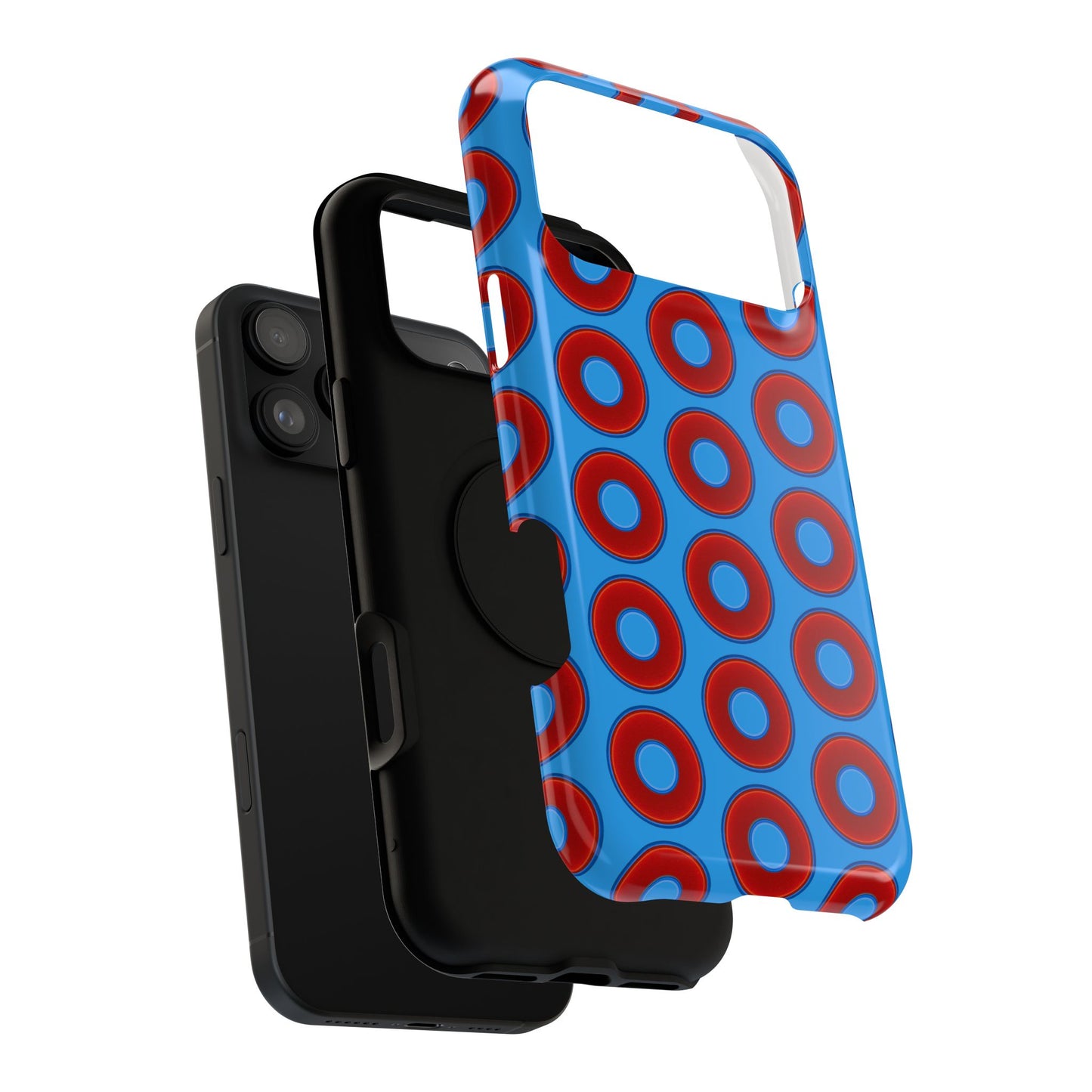 Impact-Resistant Lumpy Donut Case - red vivid donut print w/sky royal blue background