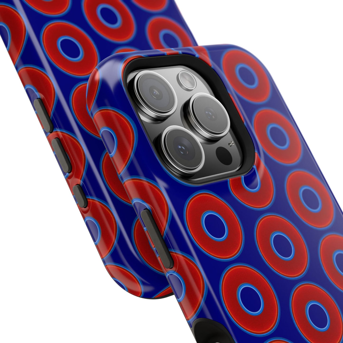 Magnetic Tough Donut Case - red vivid donut print w/vivid navy blue background