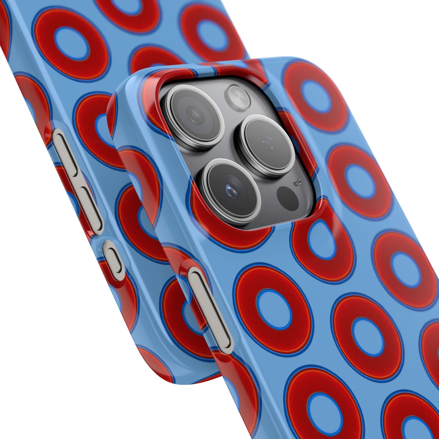 Lumpy Donut Snap Case - red vivid donut print w/light blue background