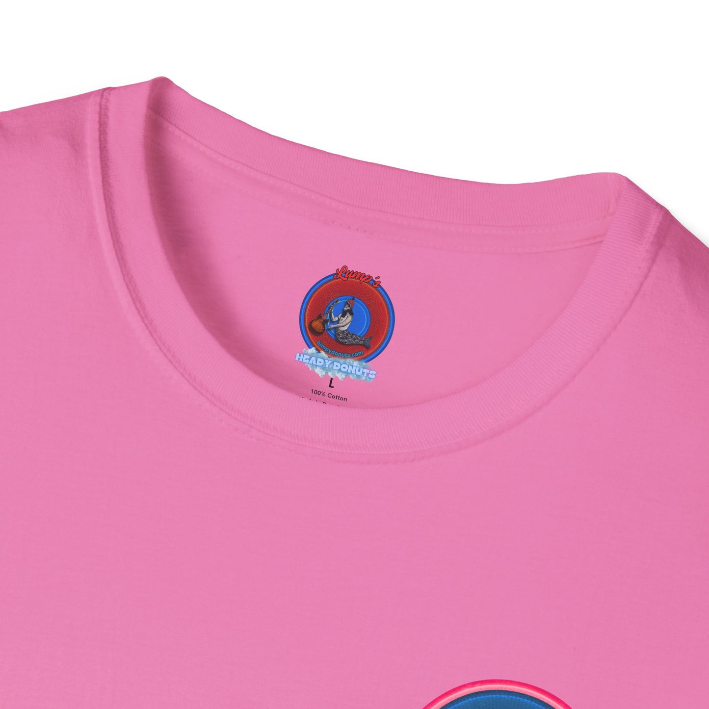 Classic Donut Tee - Unisex Soft-Style - "My Friend the Donut " - series 1.0  - variant 2 - blue/pink donut