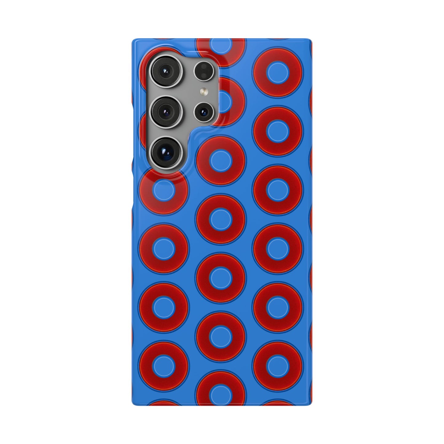 Lumpy Donut Snap Case - red vivid donut print w/light royal blue background