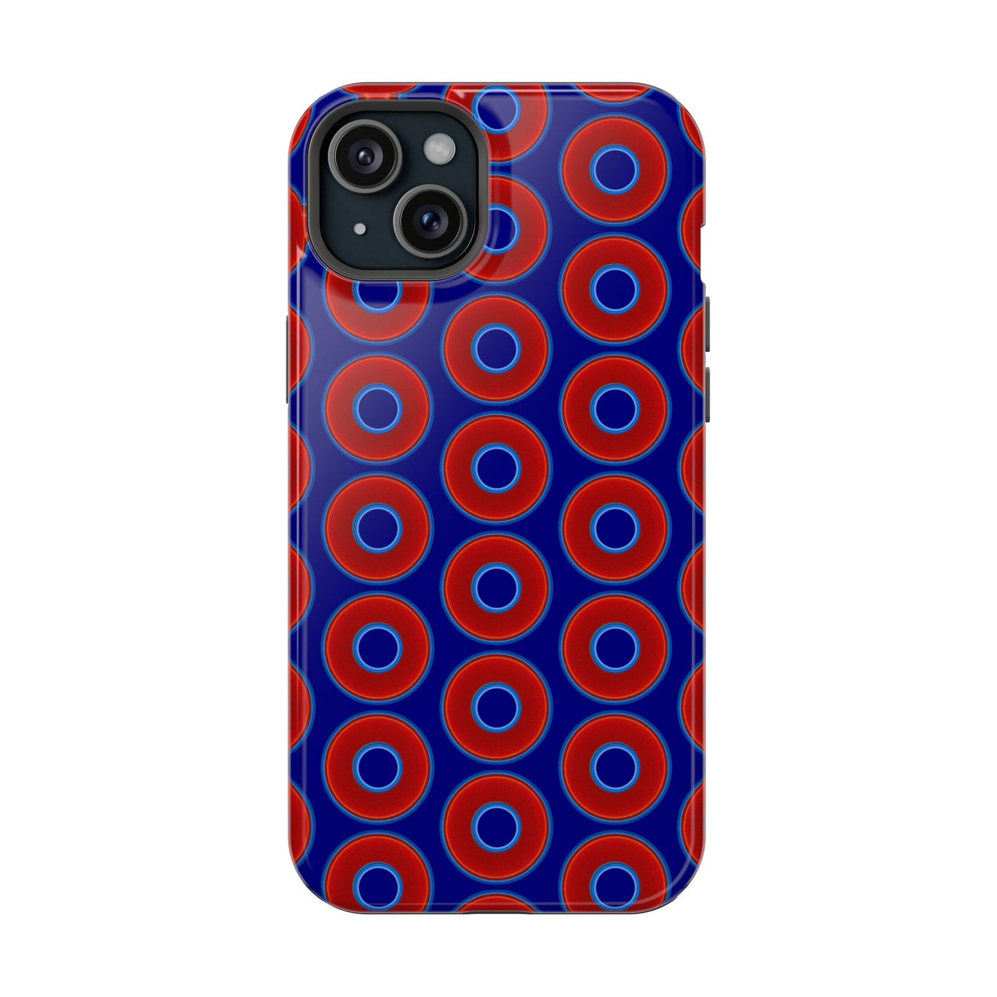 Magnetic Tough Donut Case - red vivid donut print w/vivid navy blue background
