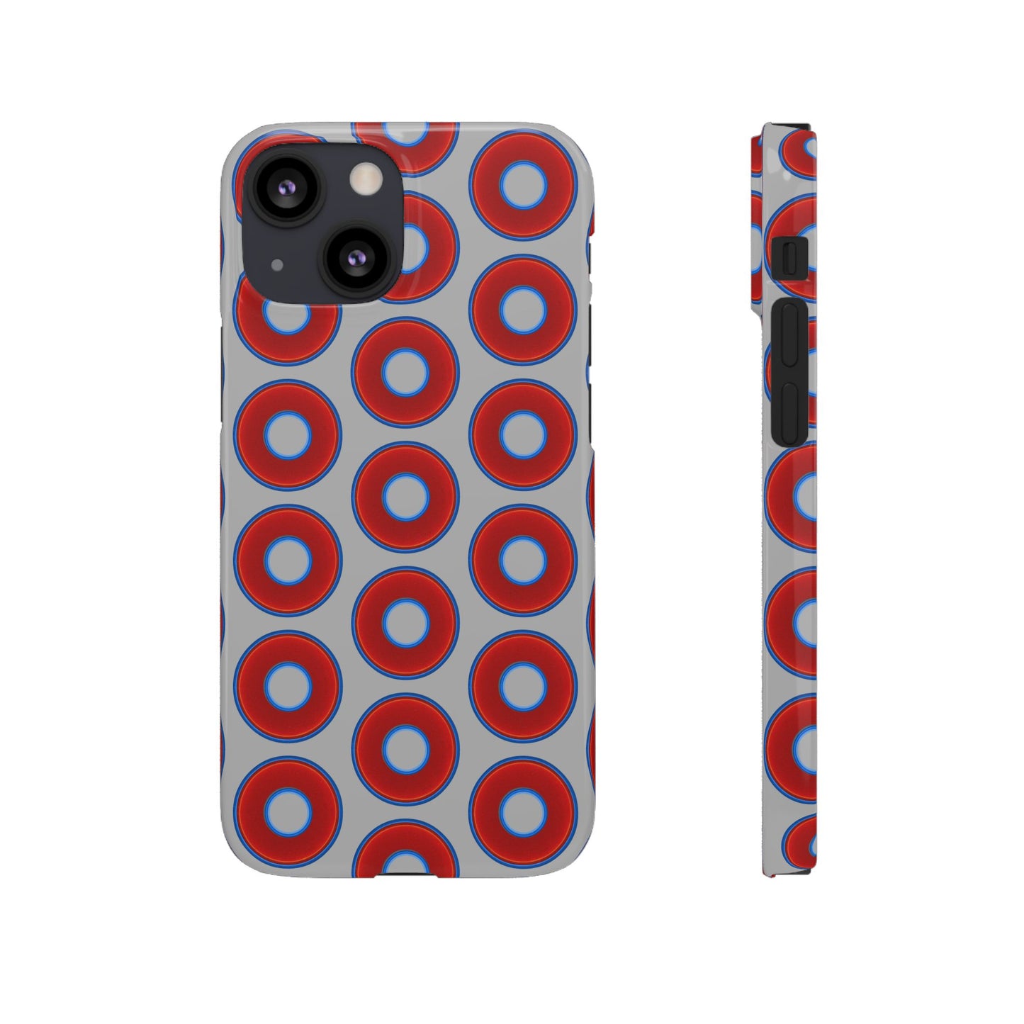 Lumpy Donut Snap Case - red vivid donut print w/light gray background