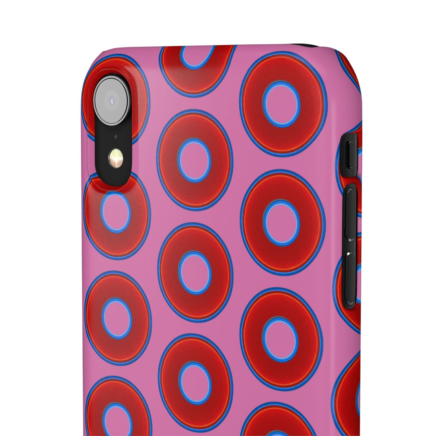 Lumpy Donut Snap Case - red vivid donut print w/light pink background