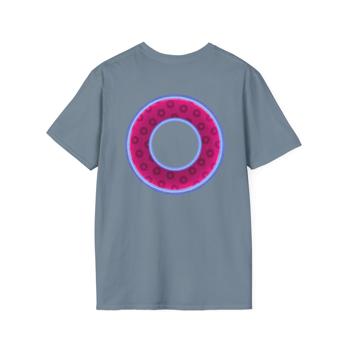 Plain Donuts/Unisex Soft-Style - "Plain Wide Mouthed Paradoxical Donuts" - dark magenta/light blue donuts