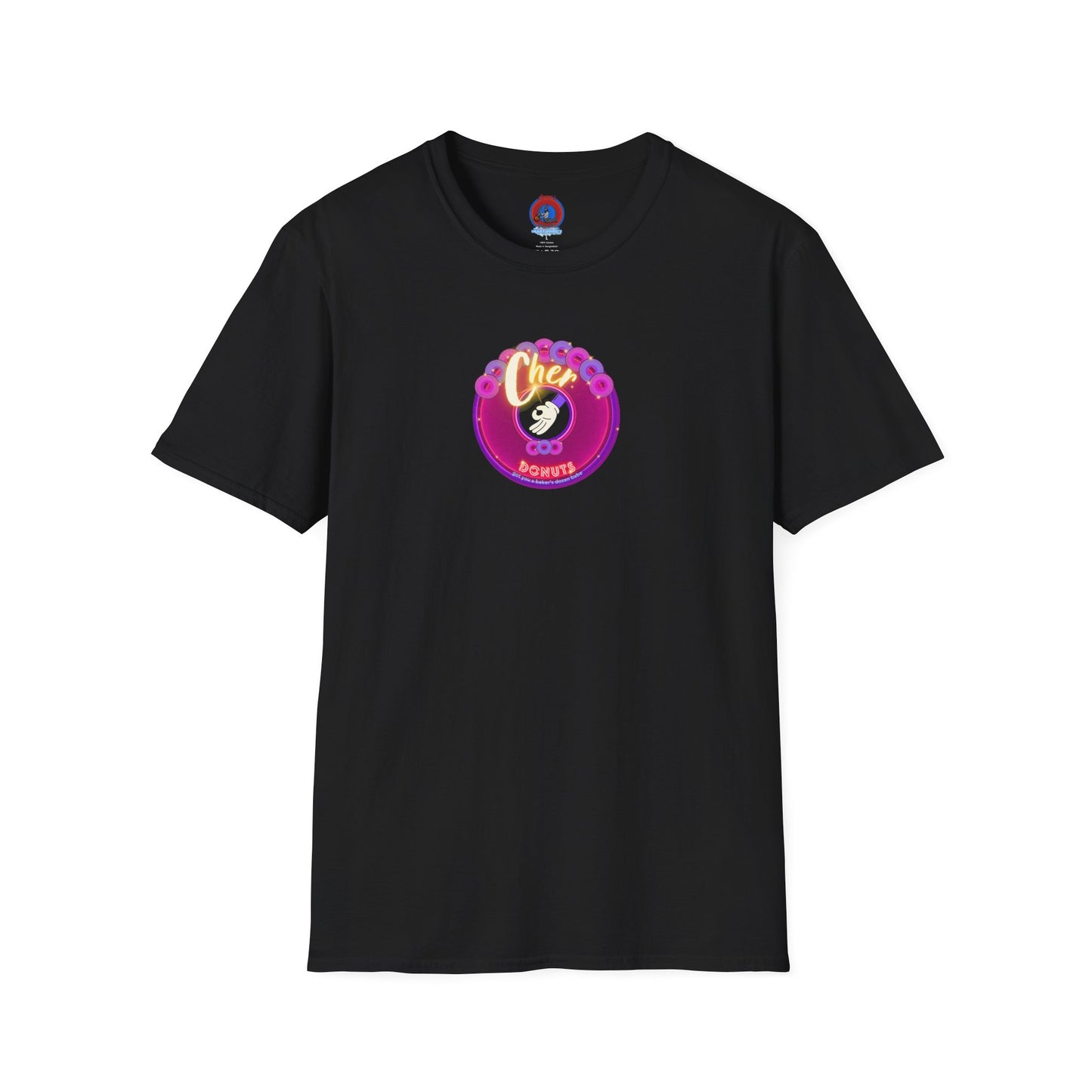Classic Donut Tee - Unisex Soft-Style - "Chering is Caring Donut' - vivid magenta/purple donut
